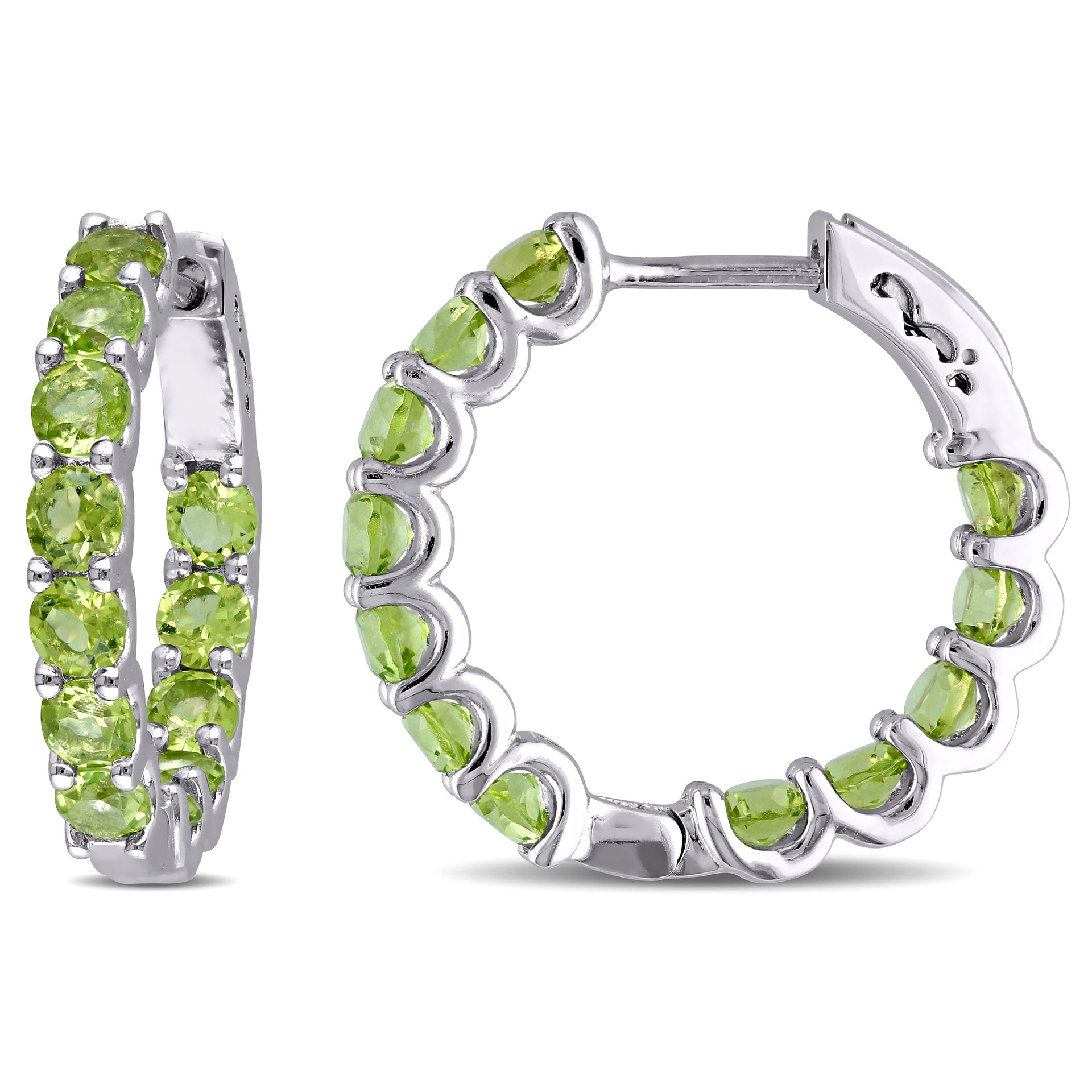 3 4/5ct TW Peridot Inside Outside Hoop Earrings in Sterling Silver