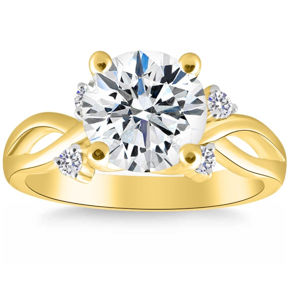 2 5/8 ct Moissanite & Diamond Twist Engagement Ring in 10k Yellow Gold