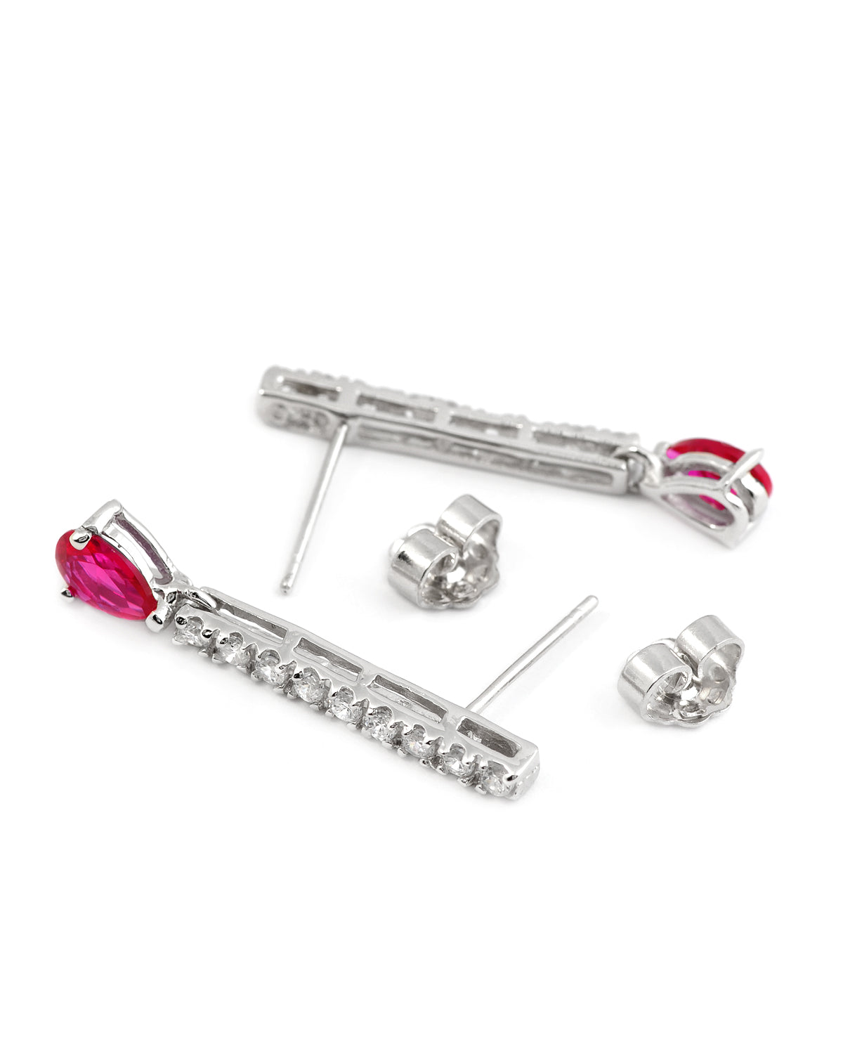 Sterling Silver Sapphire Cubic Zirconia Drop Earrings