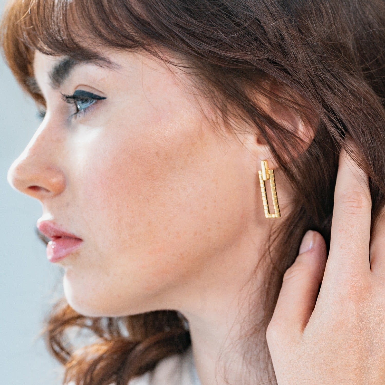 Gold Cube Geomatric Earrings