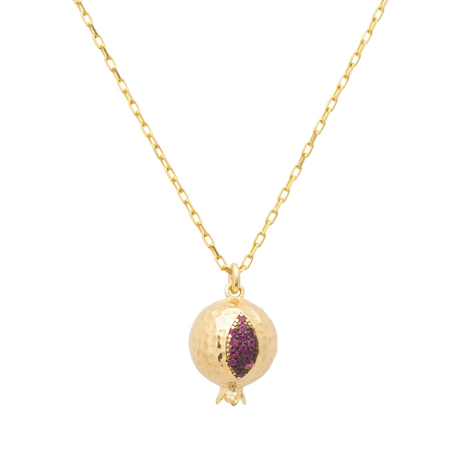 Pomegranate Charm Necklace Gold