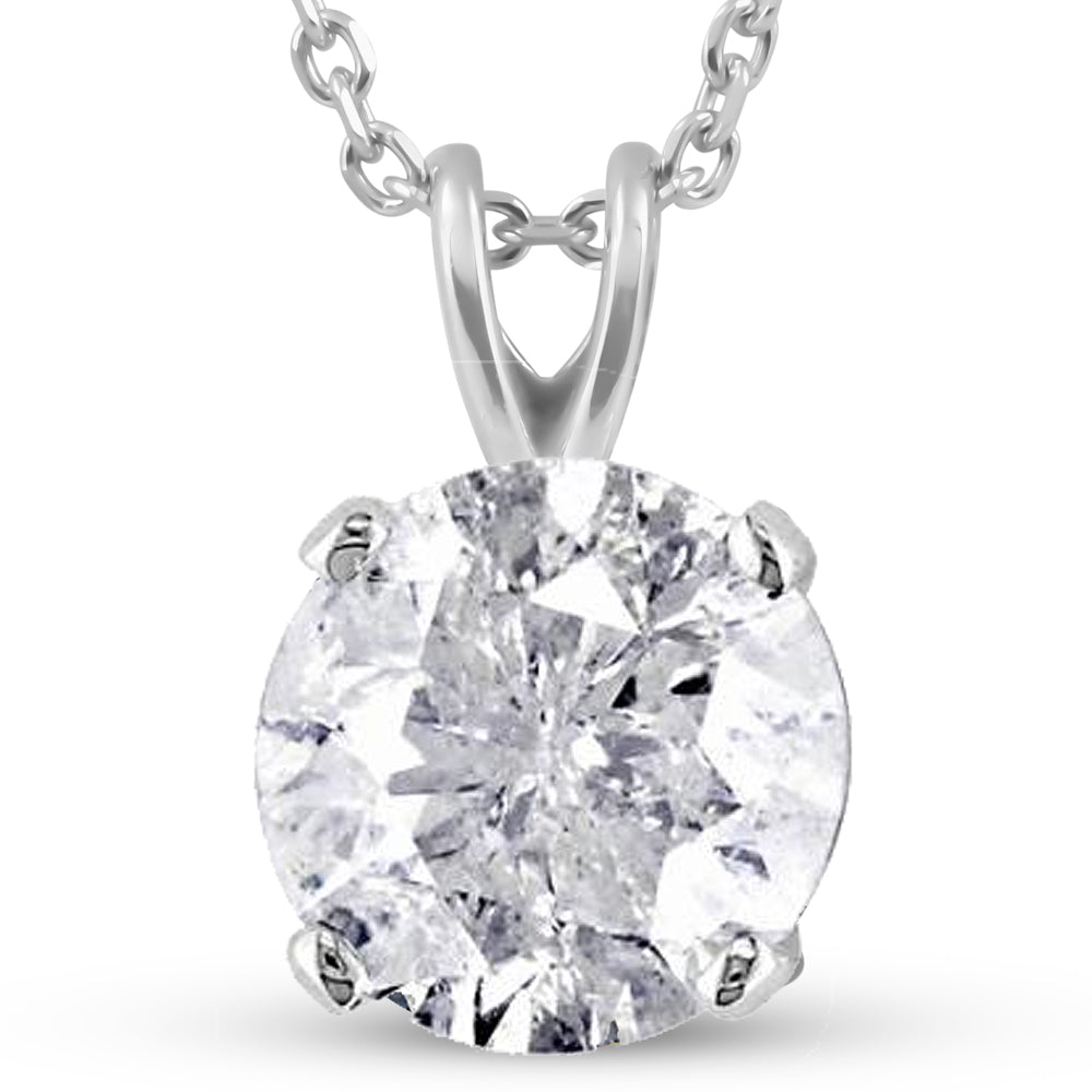 Certified 3Ct Round Solitaire Diamond Pendant 14k White Gold Necklace Lab Grown