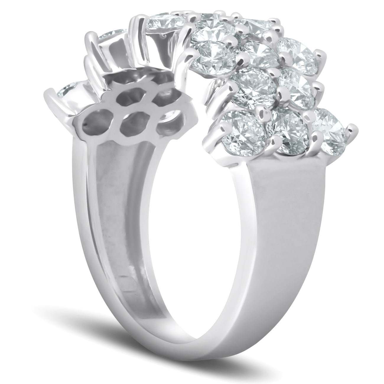 3 Ct Diamond Ring 10k White Gold Multi Row Anniversary Band