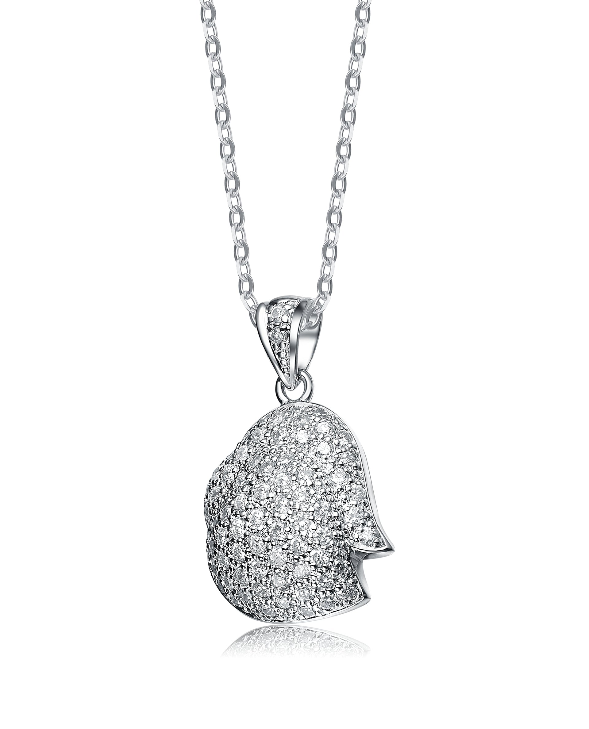 Sterling Silver Cubic Zirconia Dangling Pendant Necklace
