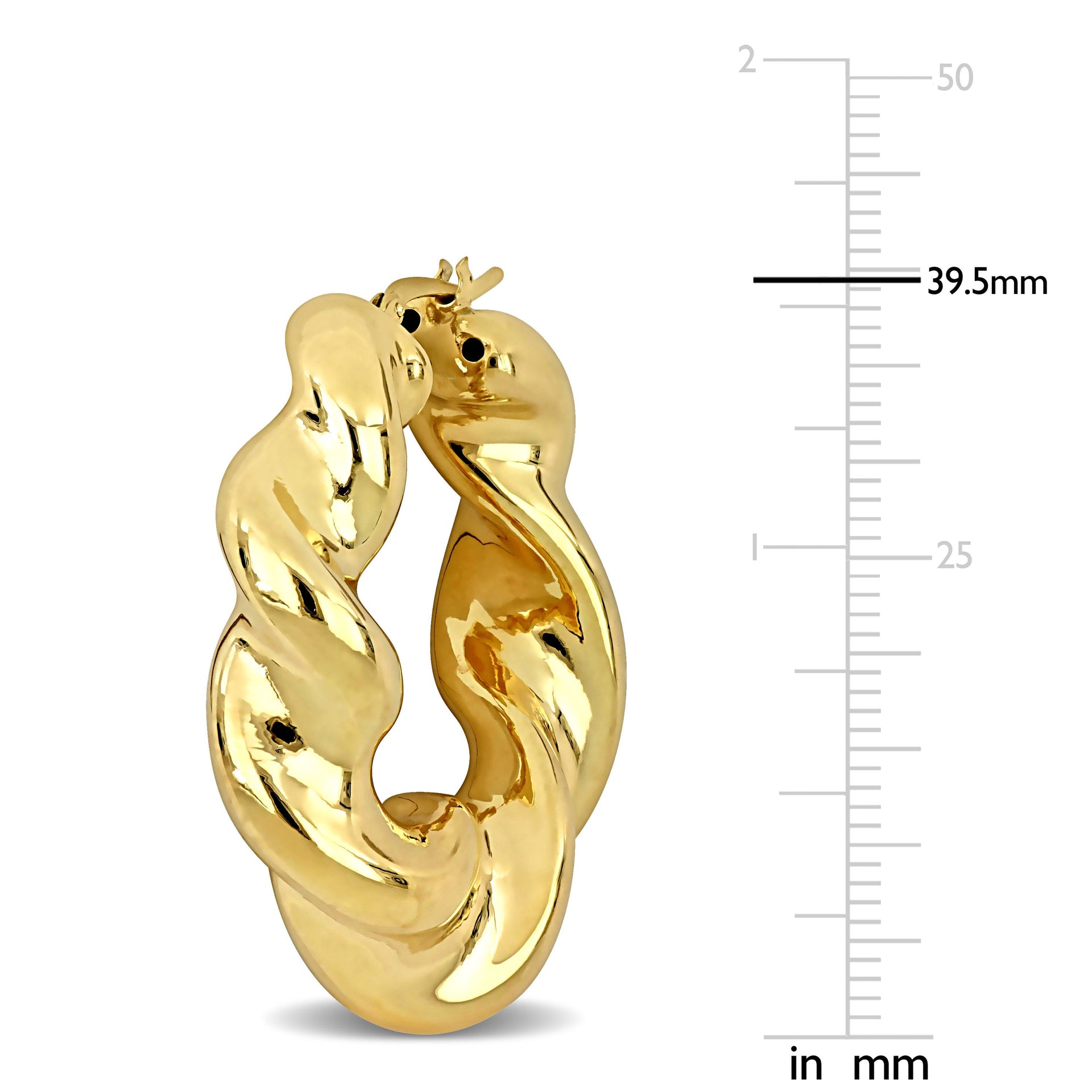 39.5 MM Twisted Hoop Earrings in Yellow Plated Sterling Silver