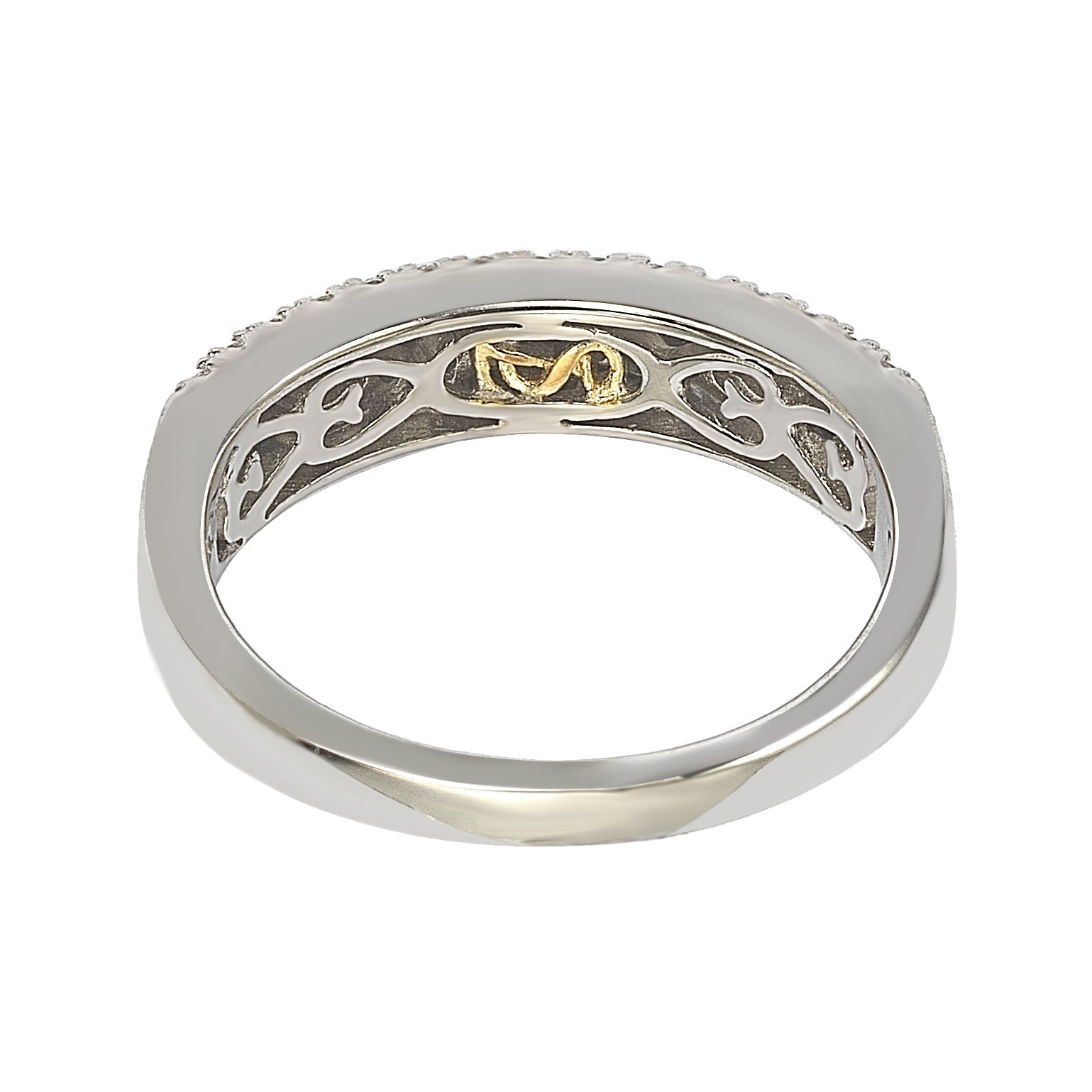 Suzy Levian Sterling Silver Pink Sapphire & Diamond Accent Pave Band Ring