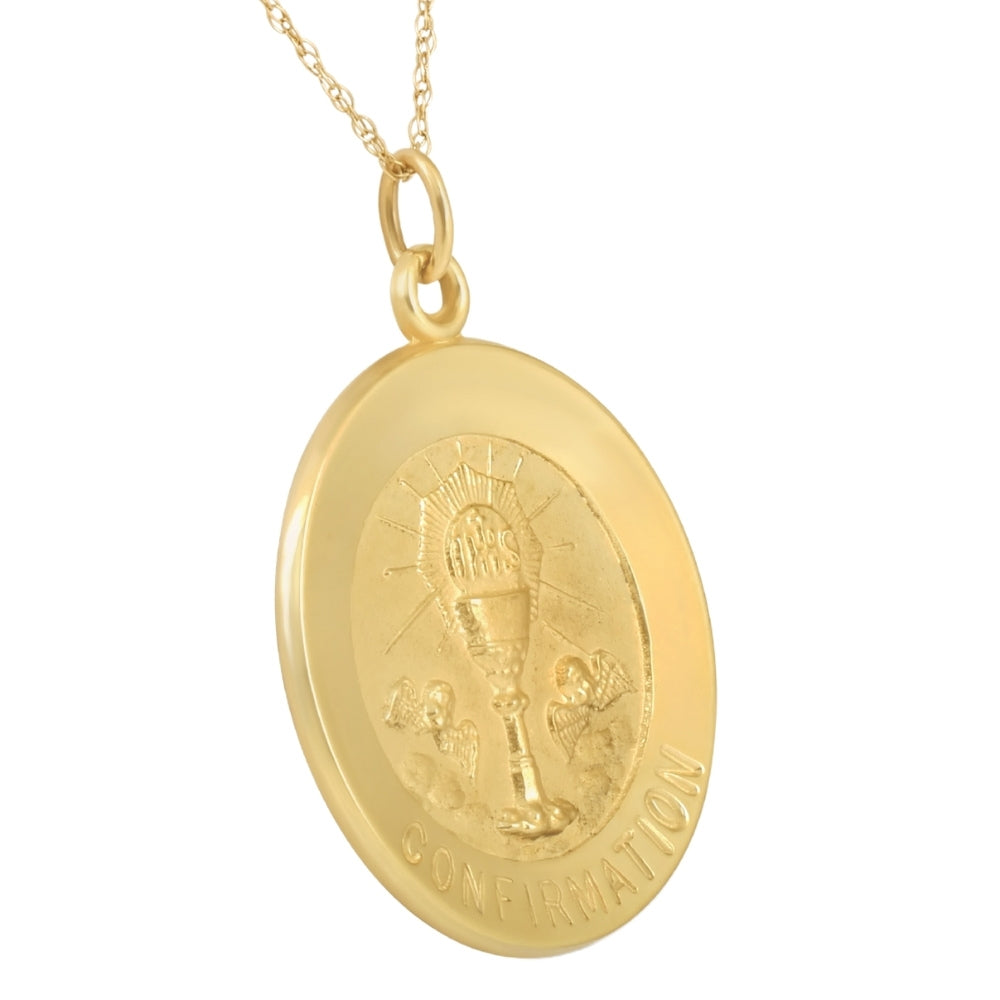 14k Yellow Gold Confirmation Medal Pendant 1' Tall 3.5 Grams