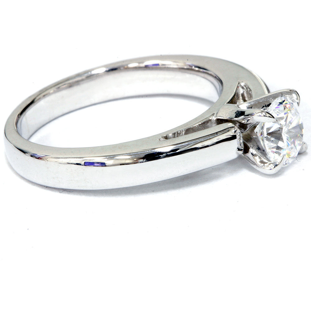 1 ct Round Cut Solitaire Diamond Cathedral Heavy 5g Engagement Ring White Gold