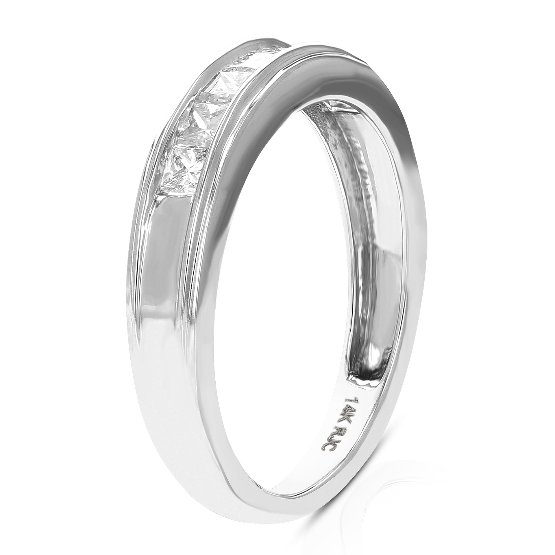 1/2 Cttw Diamond Wedding Band For Women Princess Diamond Wedding Band In 14K Gold 7 Stones Channel Set