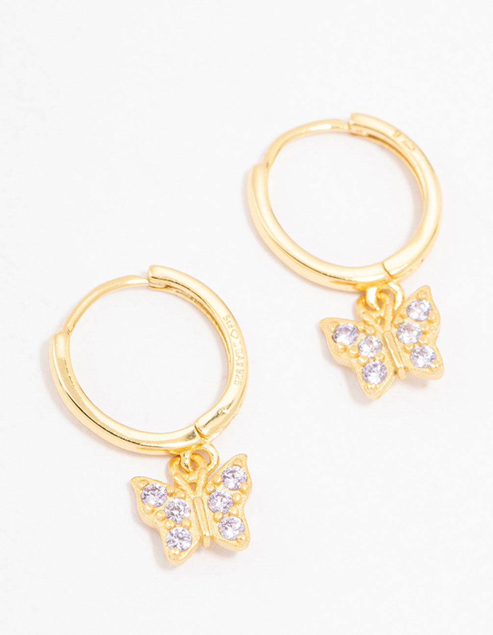 Lovisa Gold Plated Sterling Silver Cubic Zirconia Butterfly Charm Earrings | Premium Gold Plated On 925 Sterling Silver | Hypoallergenic | On-trend Classics
