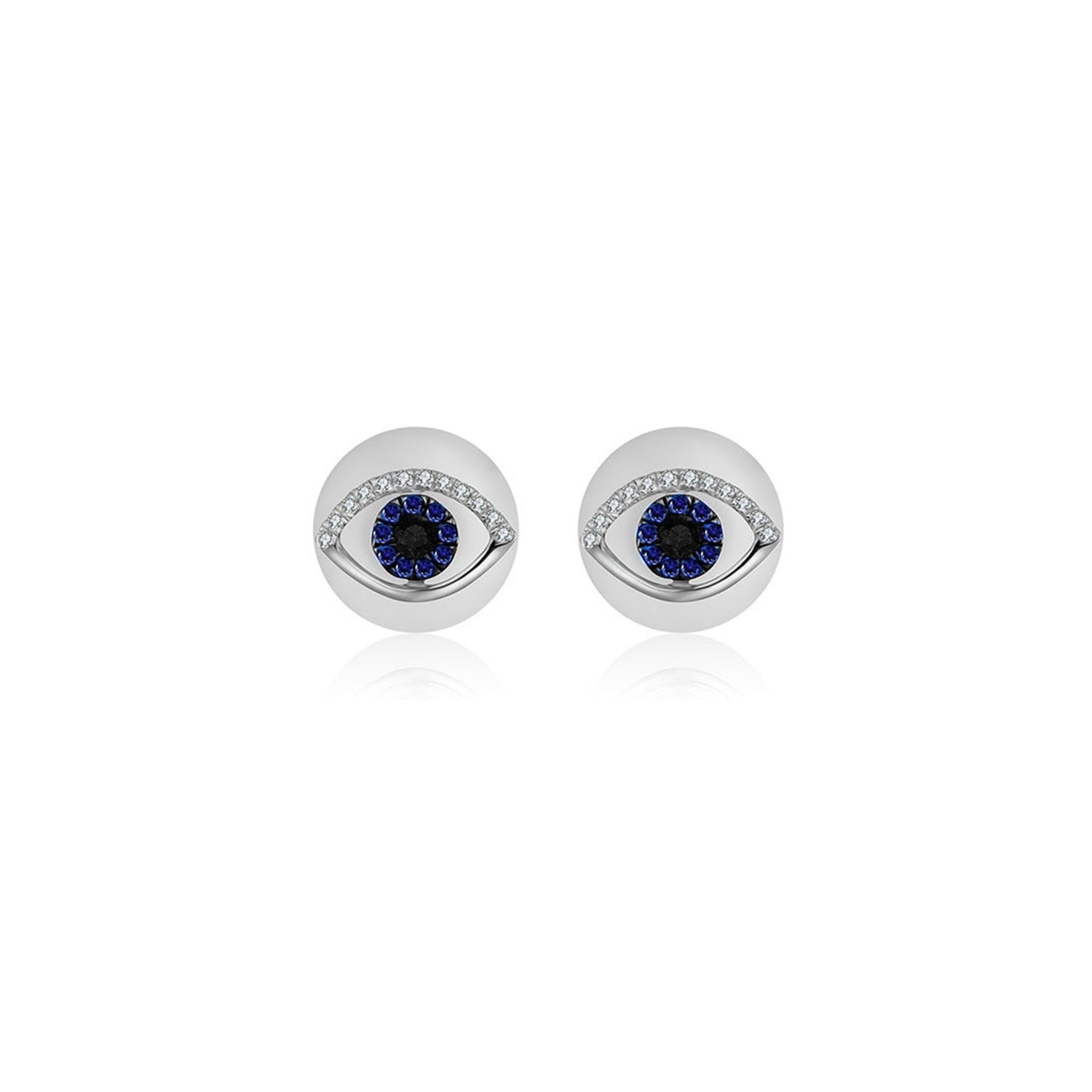 18K White Gold Evil Eye Sapphire Diamond Earring