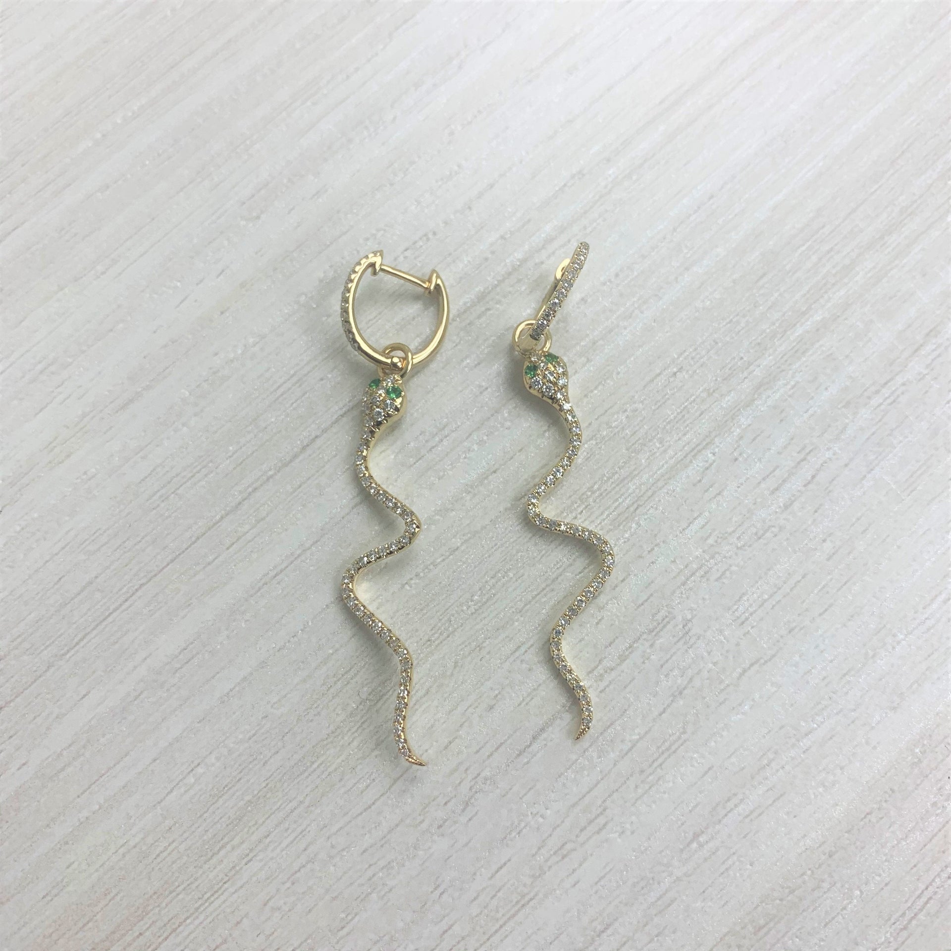 14k Gold & Diamond Snake Earrings