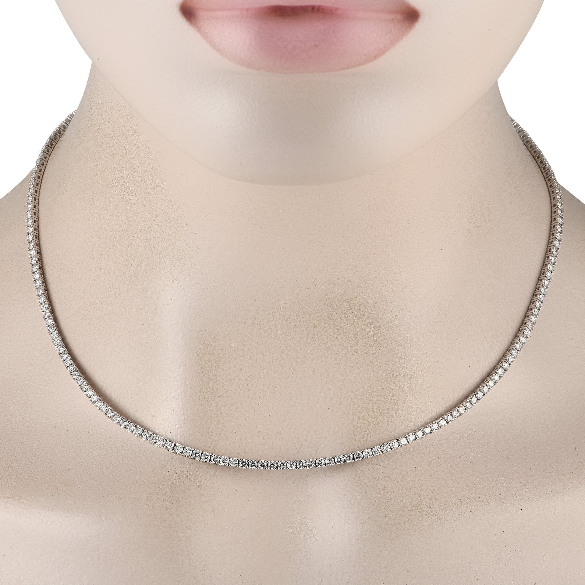 LB Exclusive 14K White Gold 6.97ct Lab-grown Diamond Tennis Necklace MF19-100924