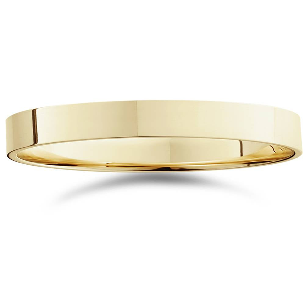 3mm Flat High Polished Wedding Band 10K Yellow Gold Size Selectable