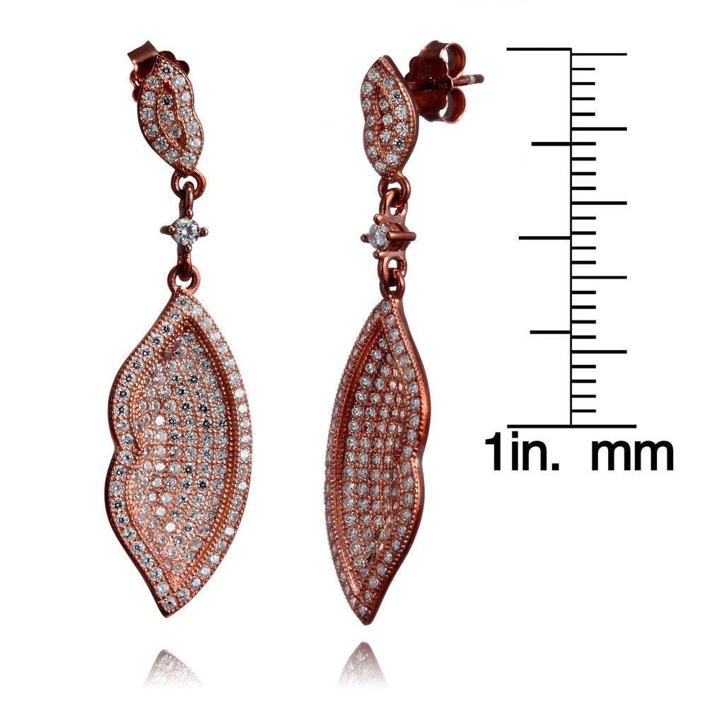 Suzy Levian Rose Goldtone 'Loving Kiss' Sterling Silver Cubic Zirconia Dangle Earrings