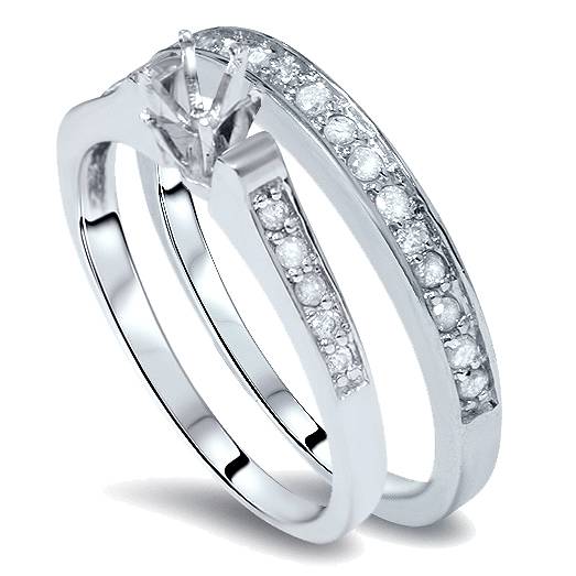 Diamond Engagement Mount Matching 14K Wedding Ring Set