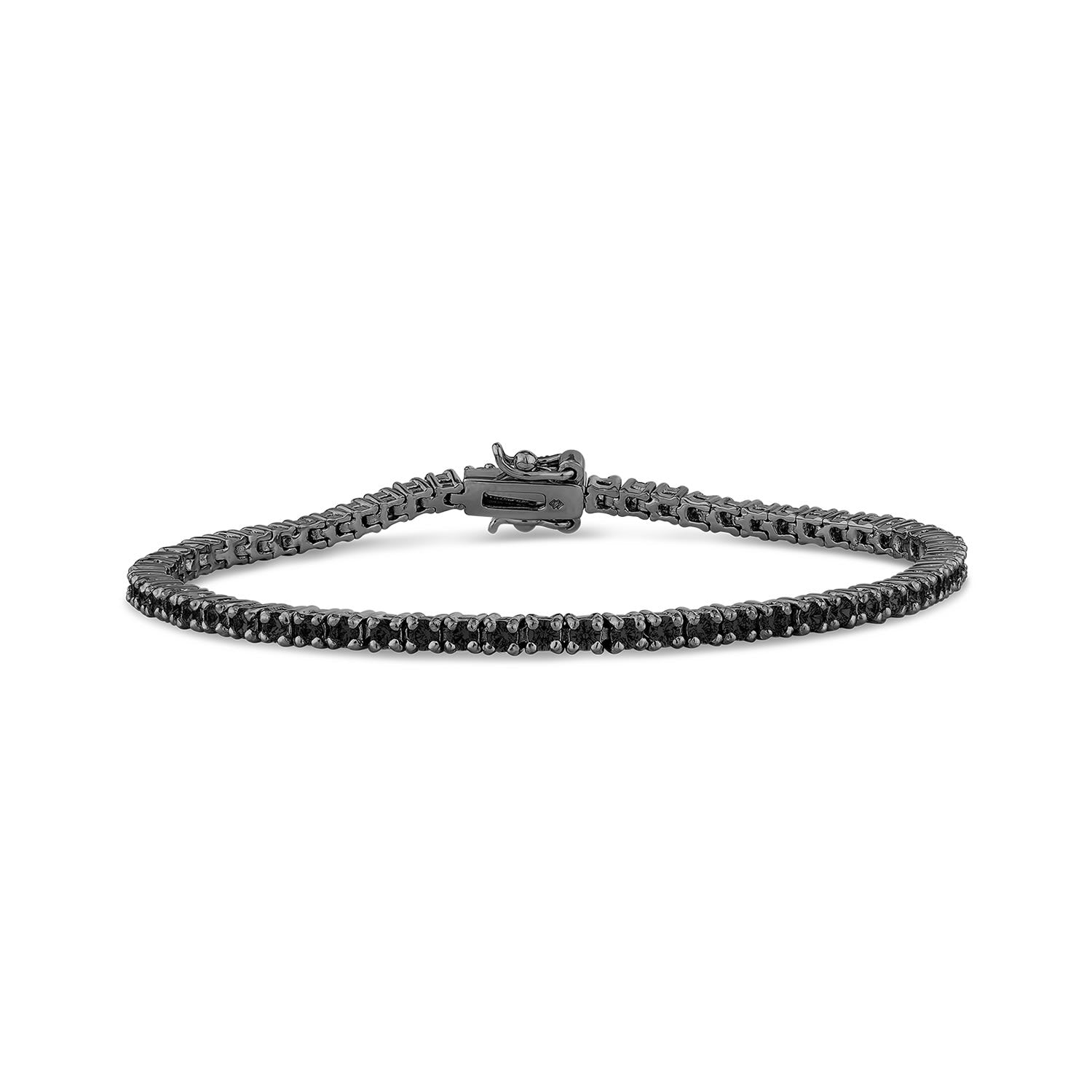 Flirtation Bracelet With Man Made Black Cz Diamond Stimulant In Sterling Silver & Premium Black Rhodium
