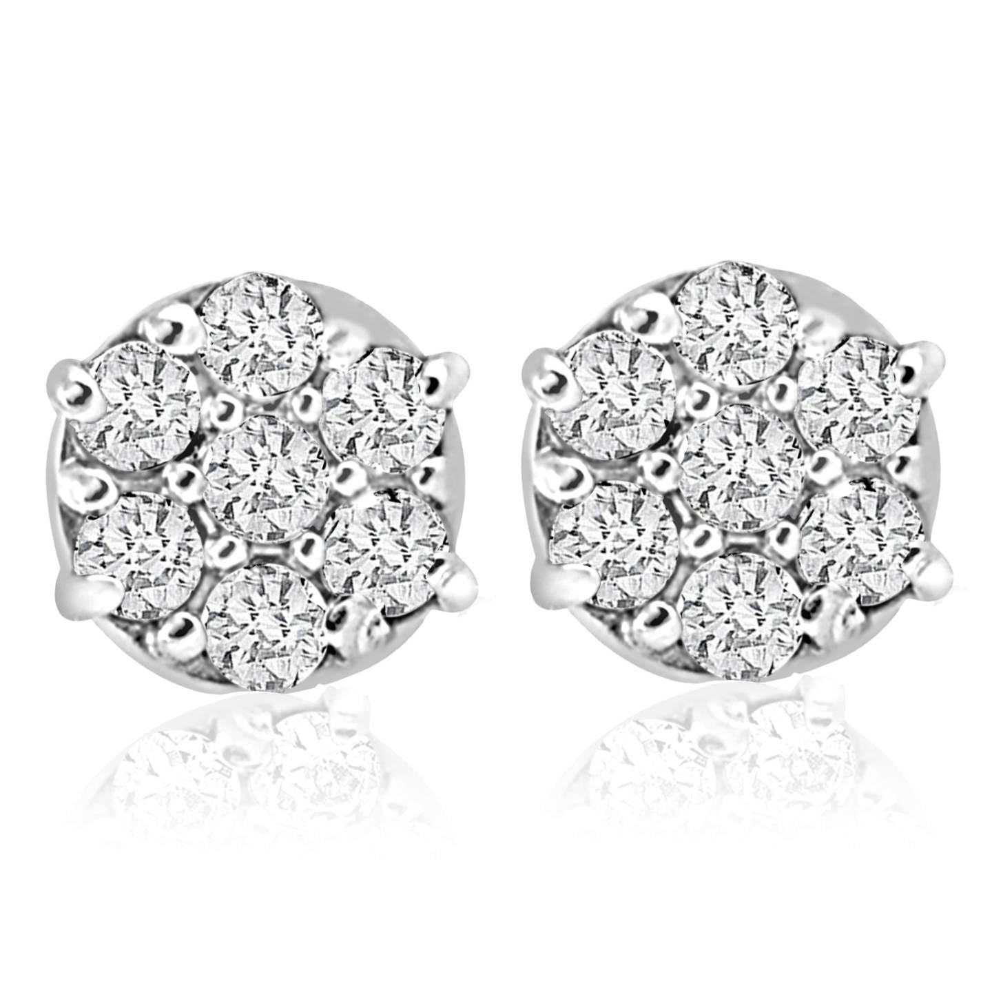 1/4cttw Diamond Cluster Women's Studs in 10k White Gold