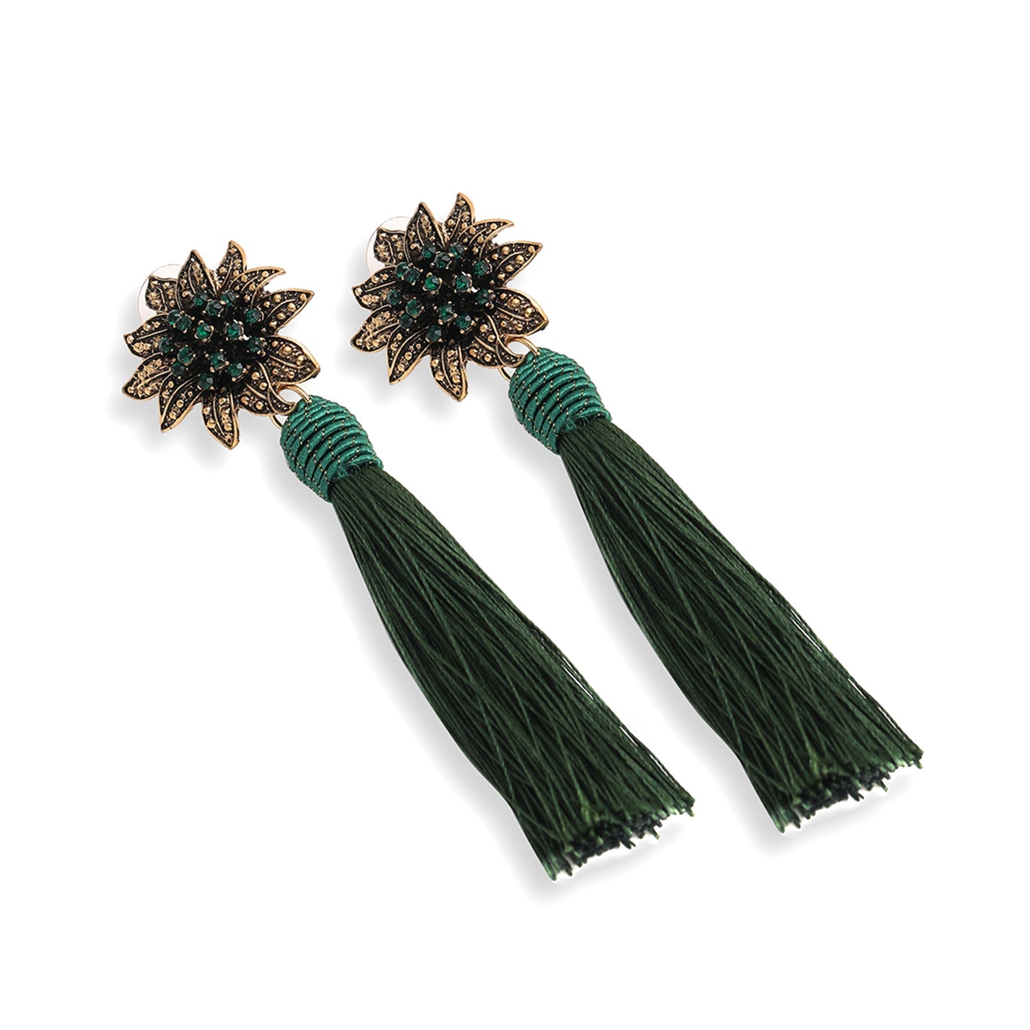 Green Color Gold Plated Party Designer Stone Drop Earring For Women's