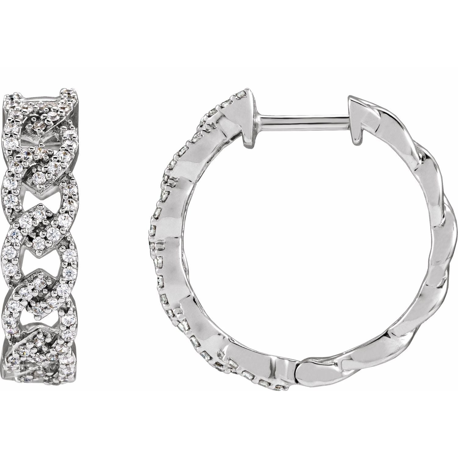 14K White Gold 1/2ct Lab-grown Diamond Hoop Earrings Clarity SI Color G-H