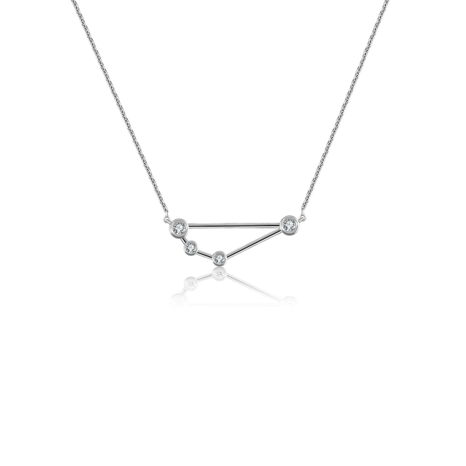 Capricorn Zodiac Constellation Necklace 18K White Gold & Diamond