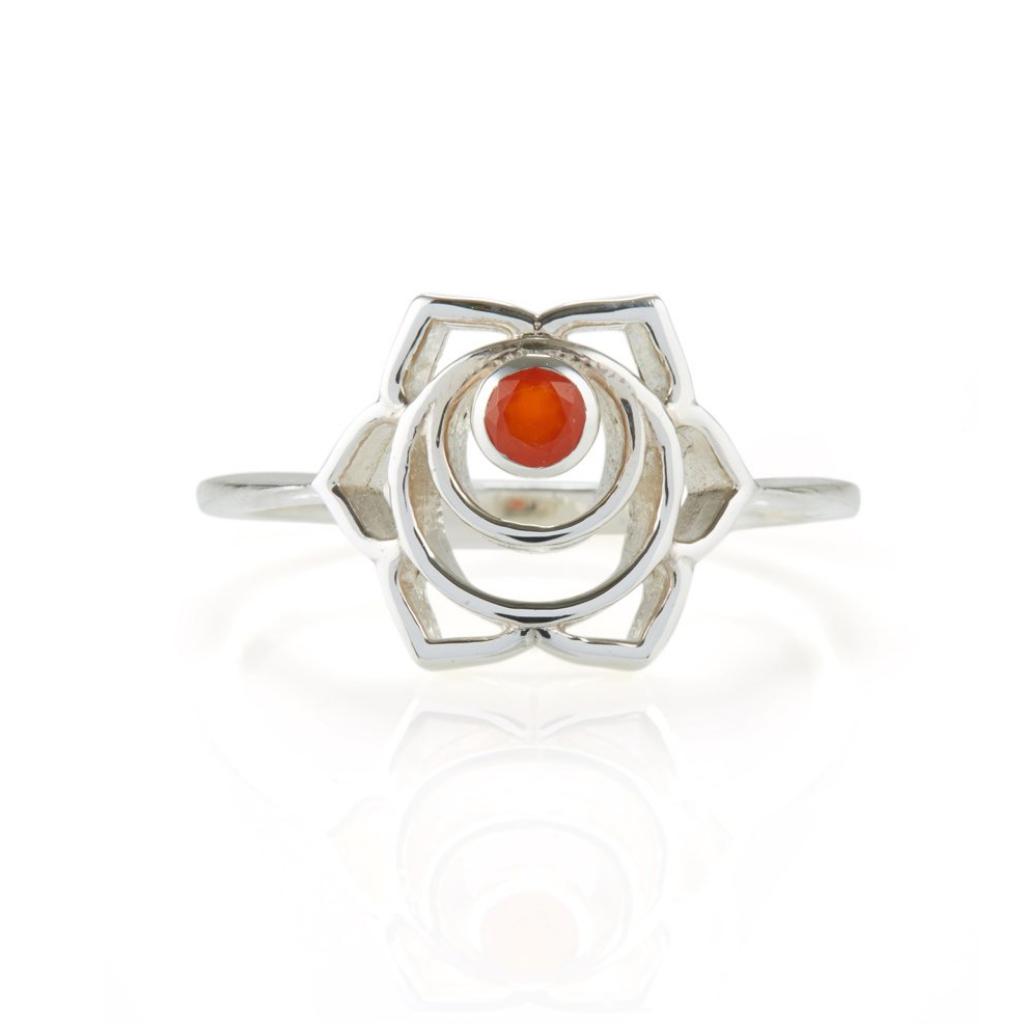 Sacral Chakra Silver Ring - Carnelian