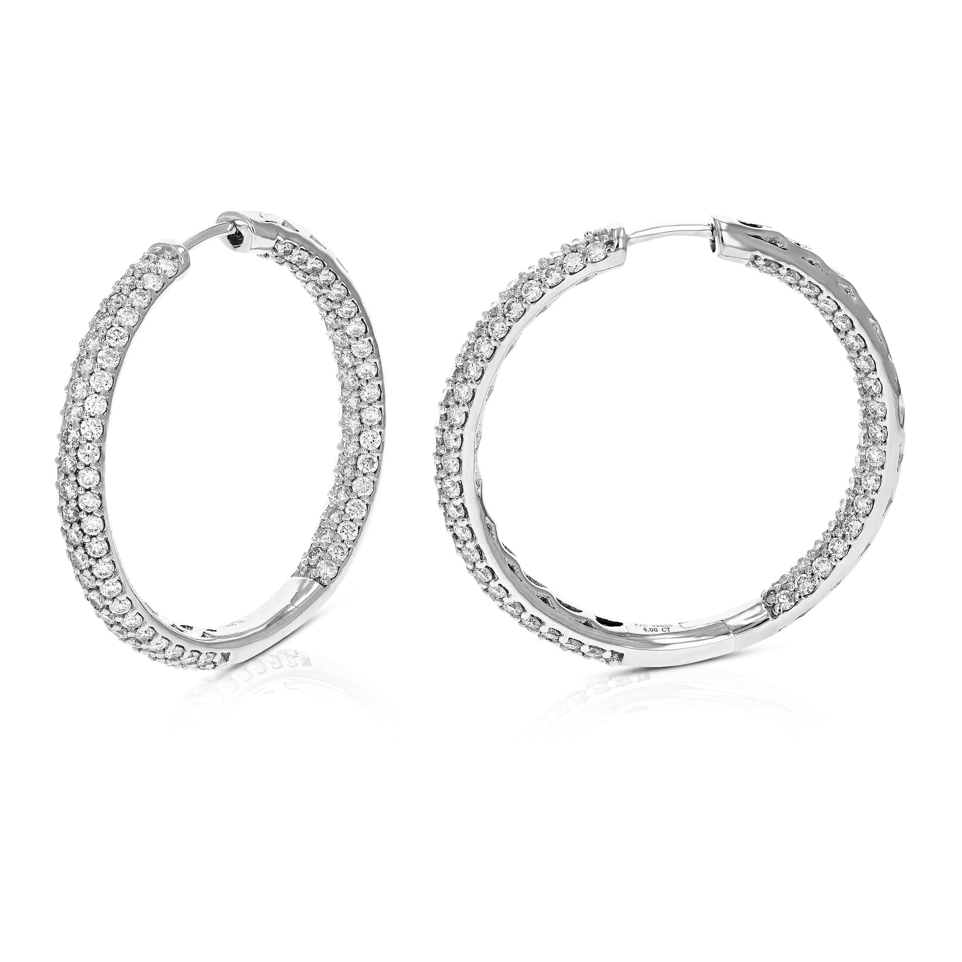 4 cttw Round Lab Grown Diamond Hoop Earring .925 Sterling Silver Prong Set