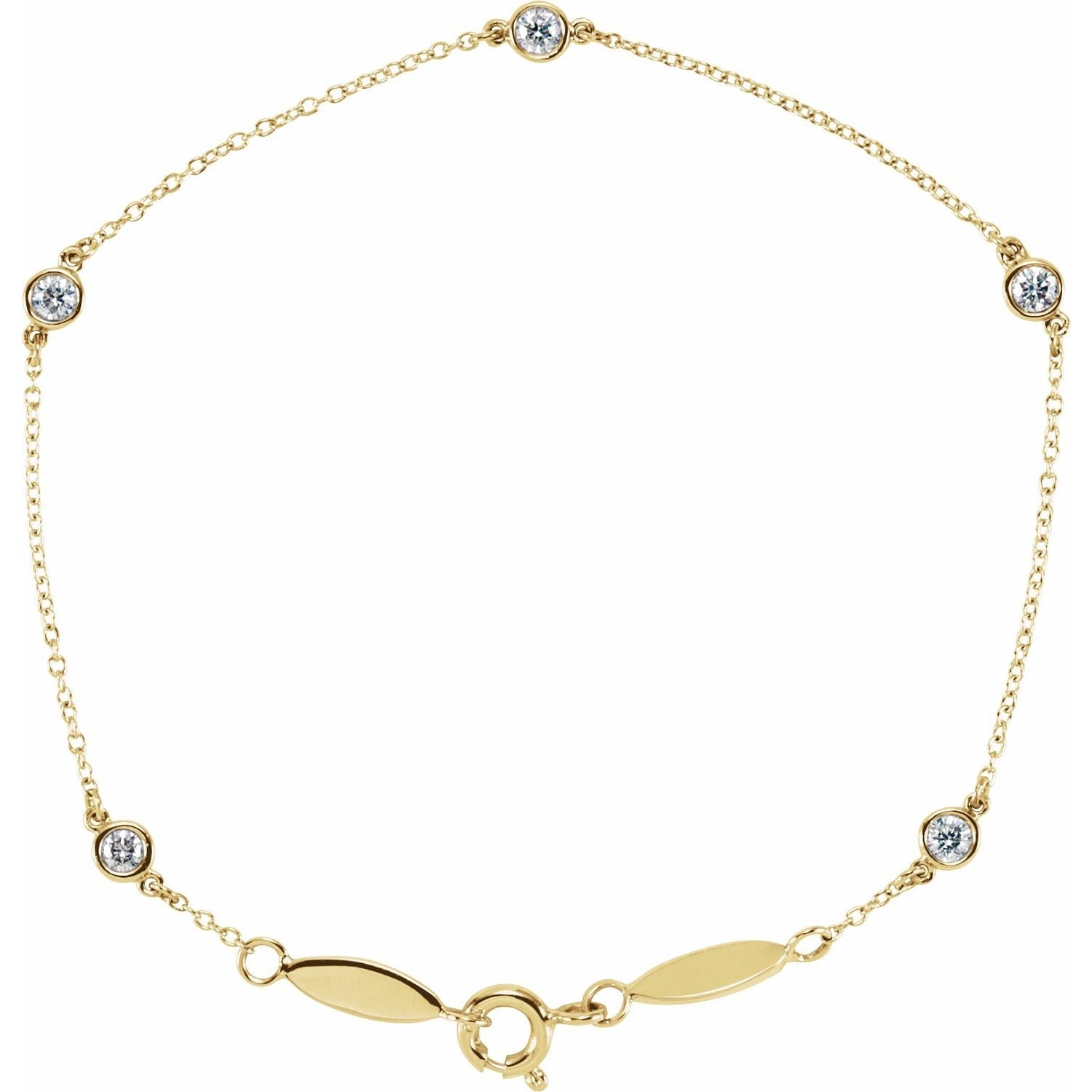 14k Yellow Gold 1/3 Ctw Lab-grown Diamond Bezel-set Station Bracelet 7'