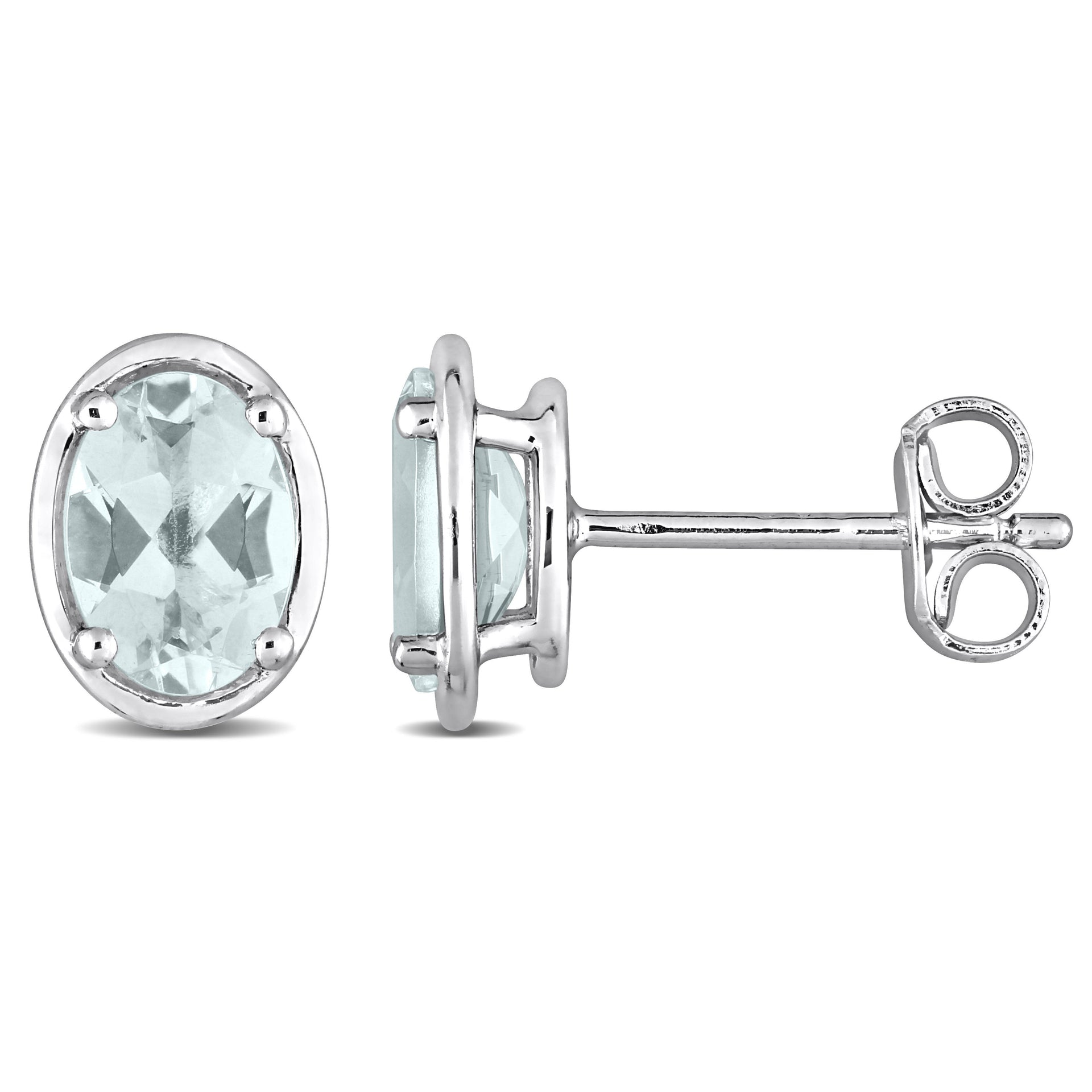 Mimi & Max 1 1/5ct TGW Aquamarine Bezel Style Oval Stud Earrings in Sterling Silver
