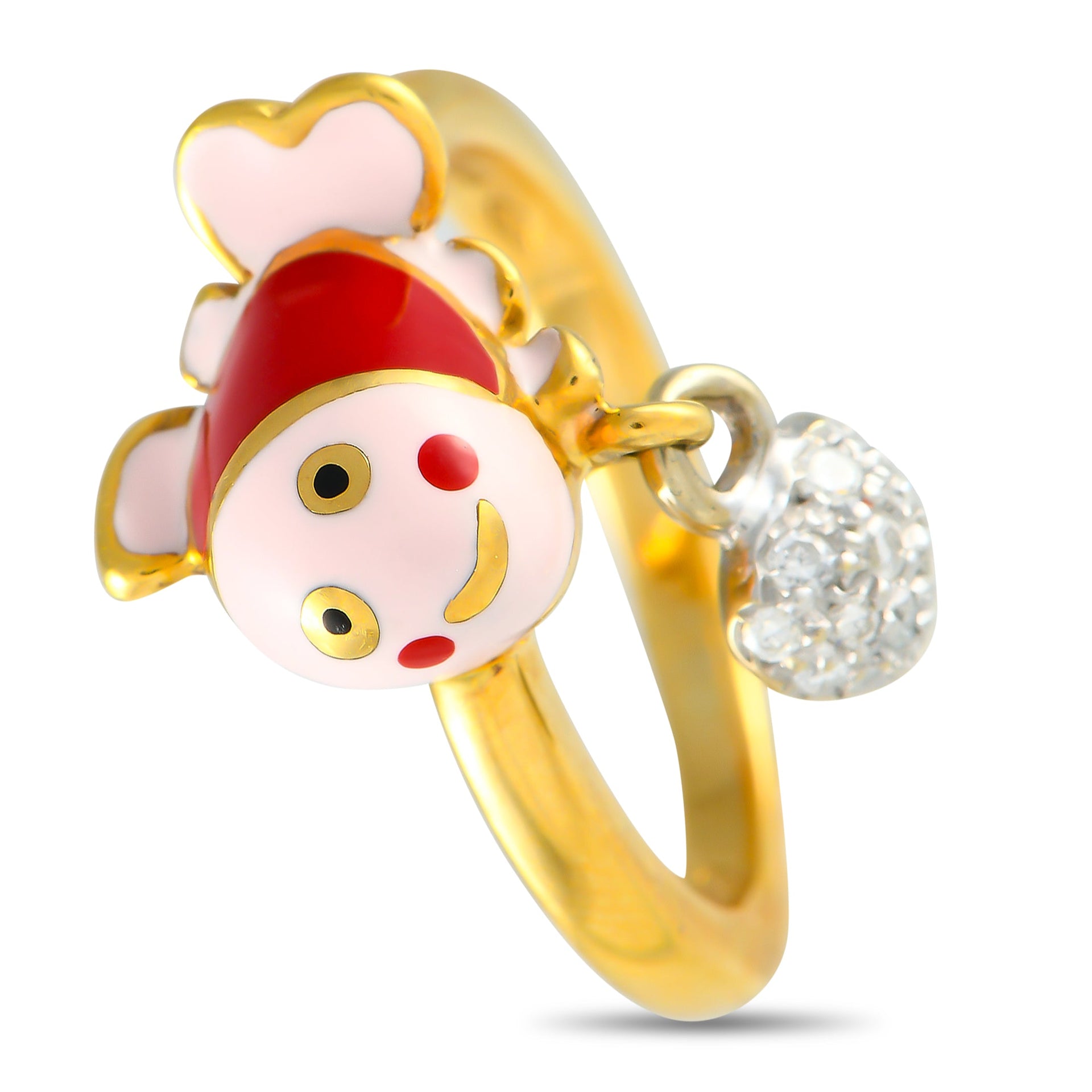 Aaron Basha 18K Yellow Gold Diamond And Enamel Clownfish Ring