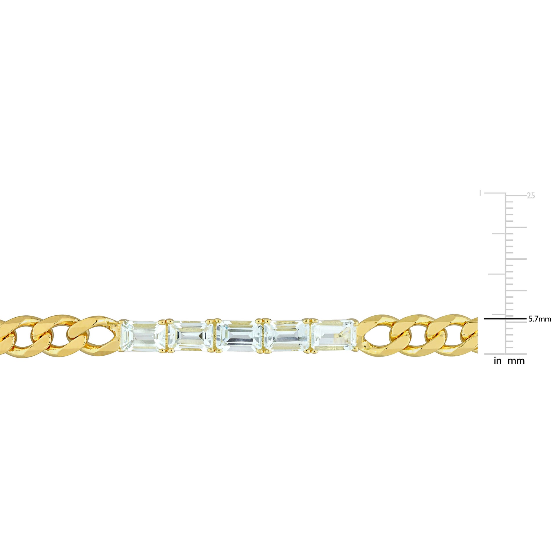 2 3/4 CT TGW Aquamarine Birthstone Link Bracelet in Yellow Plated Sterling Silver
