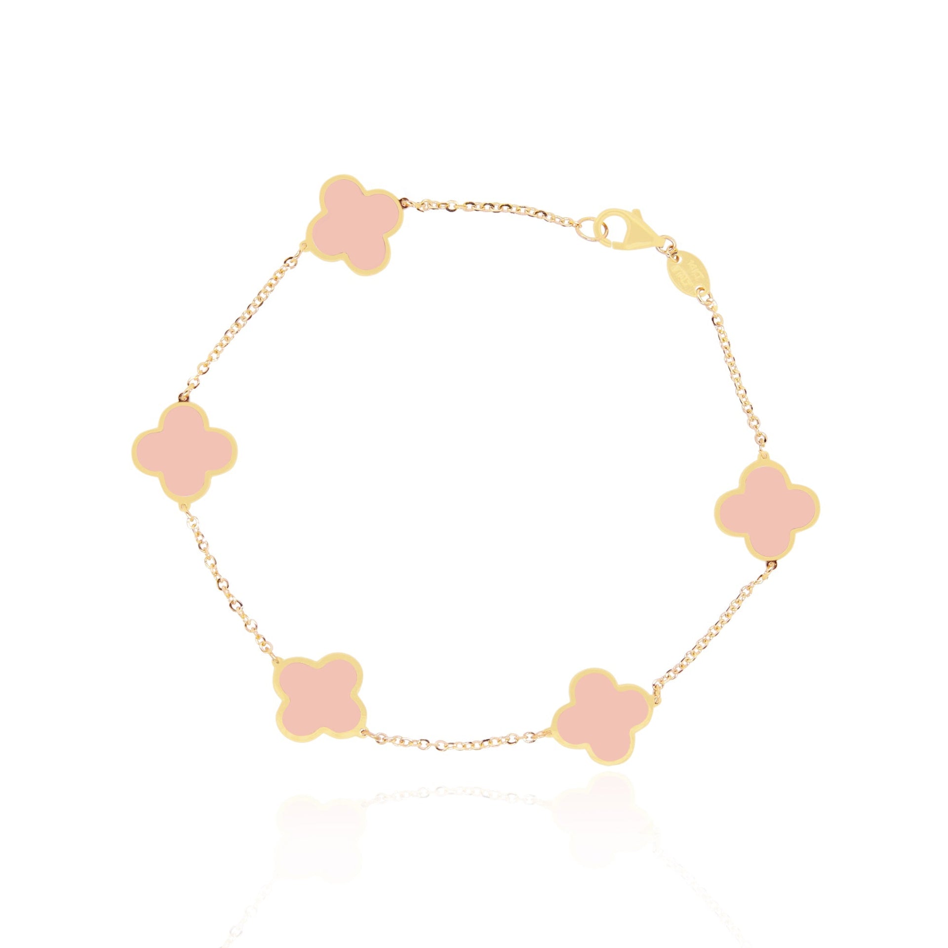 Small Pink Pearl Clover Bracelet