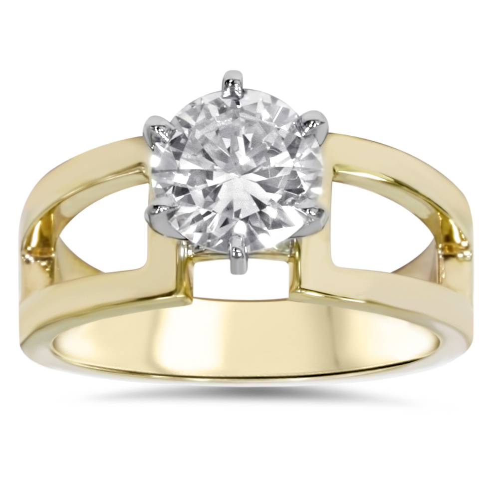 2 CT Round Solitaire Engagement Ring 14K Yellow Gold