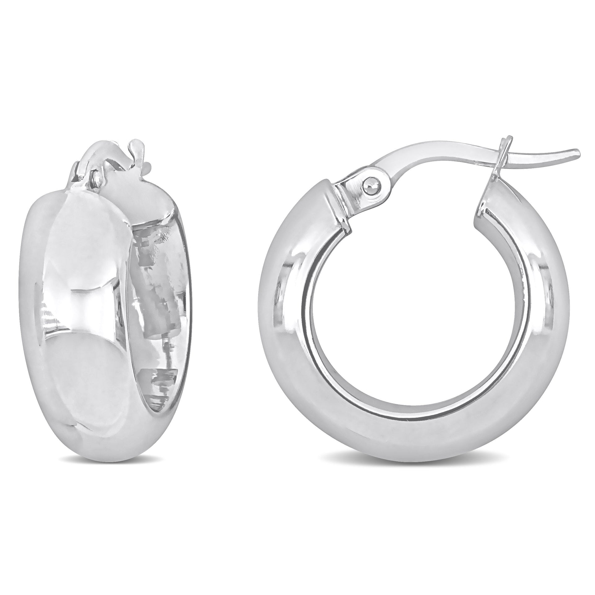 Mimi & Max 18mm Huggie Hoop Earrings in 10k White Gold
