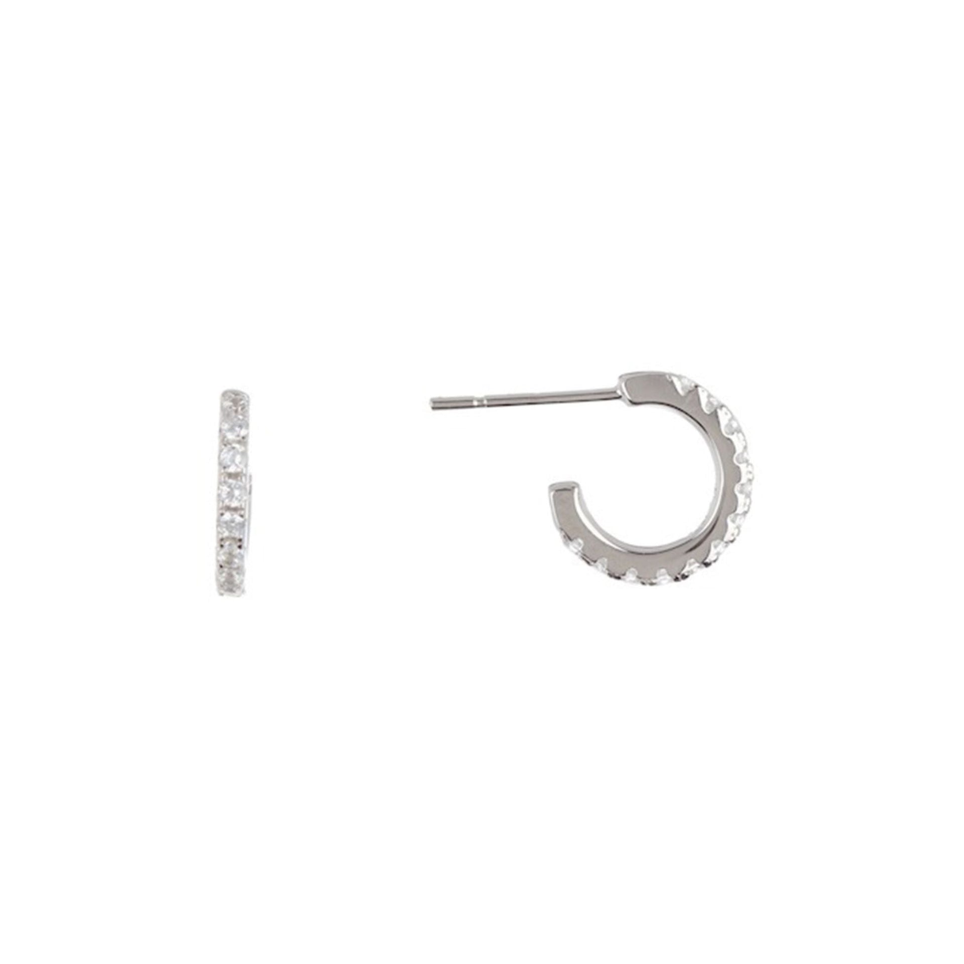 Adornia Crystal Huggie Hoop Earrings silver