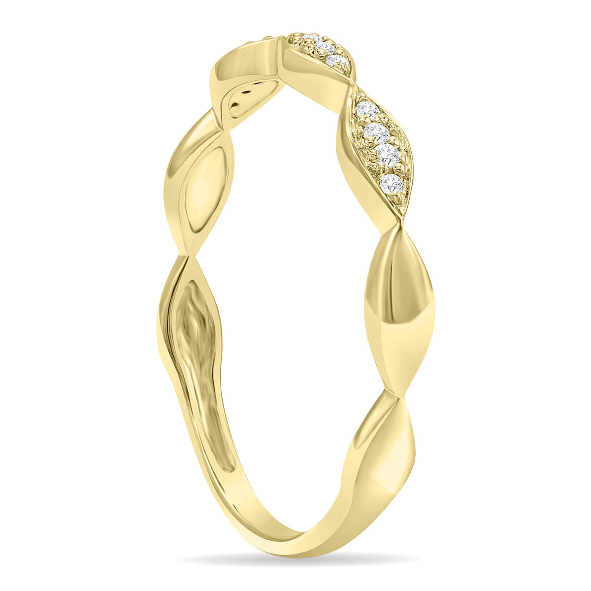 Women's Dainty Thin Diamond Wedding Stackable Band In 10K Yellow Gold