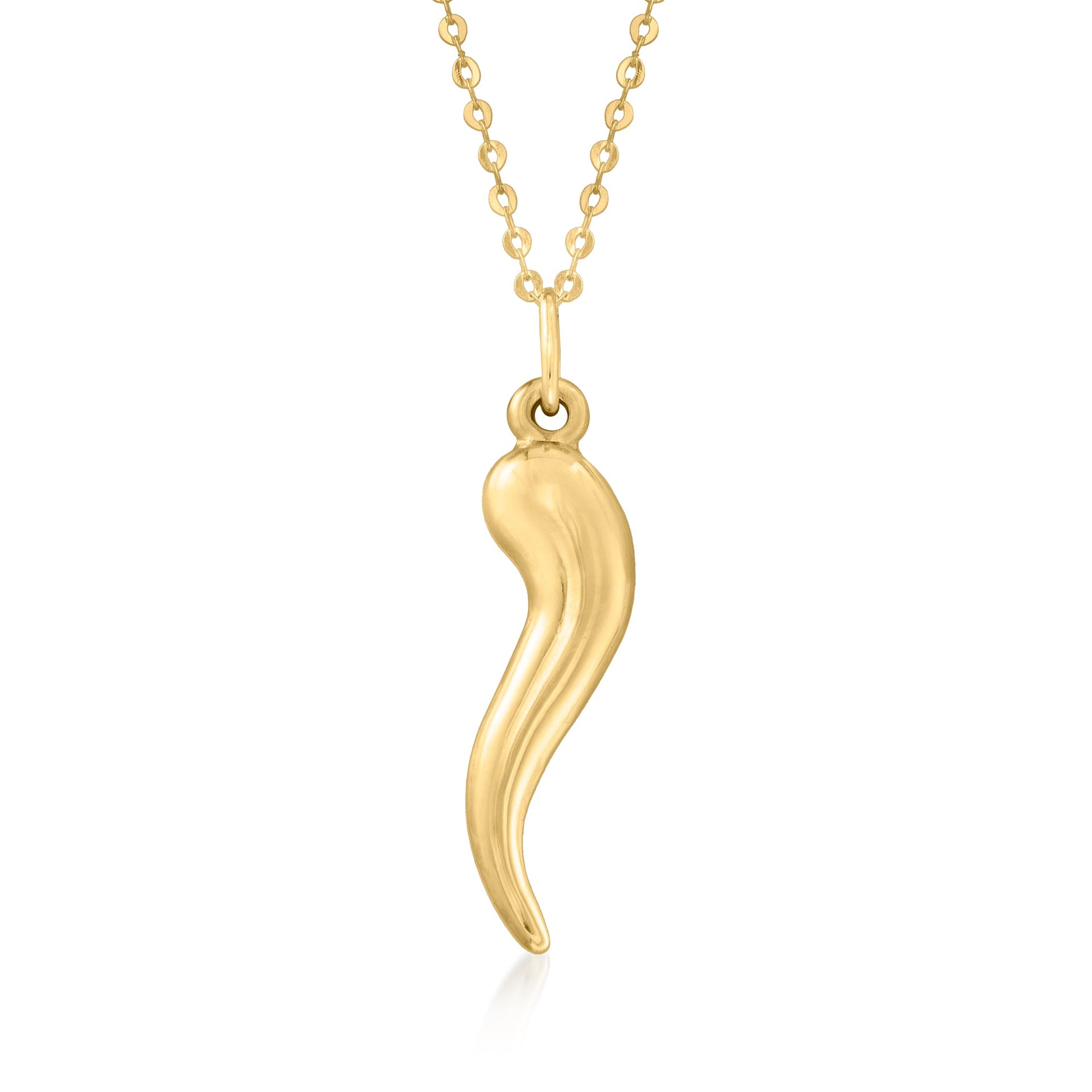 10kt Yellow Gold Italian Horn Pendant Necklace