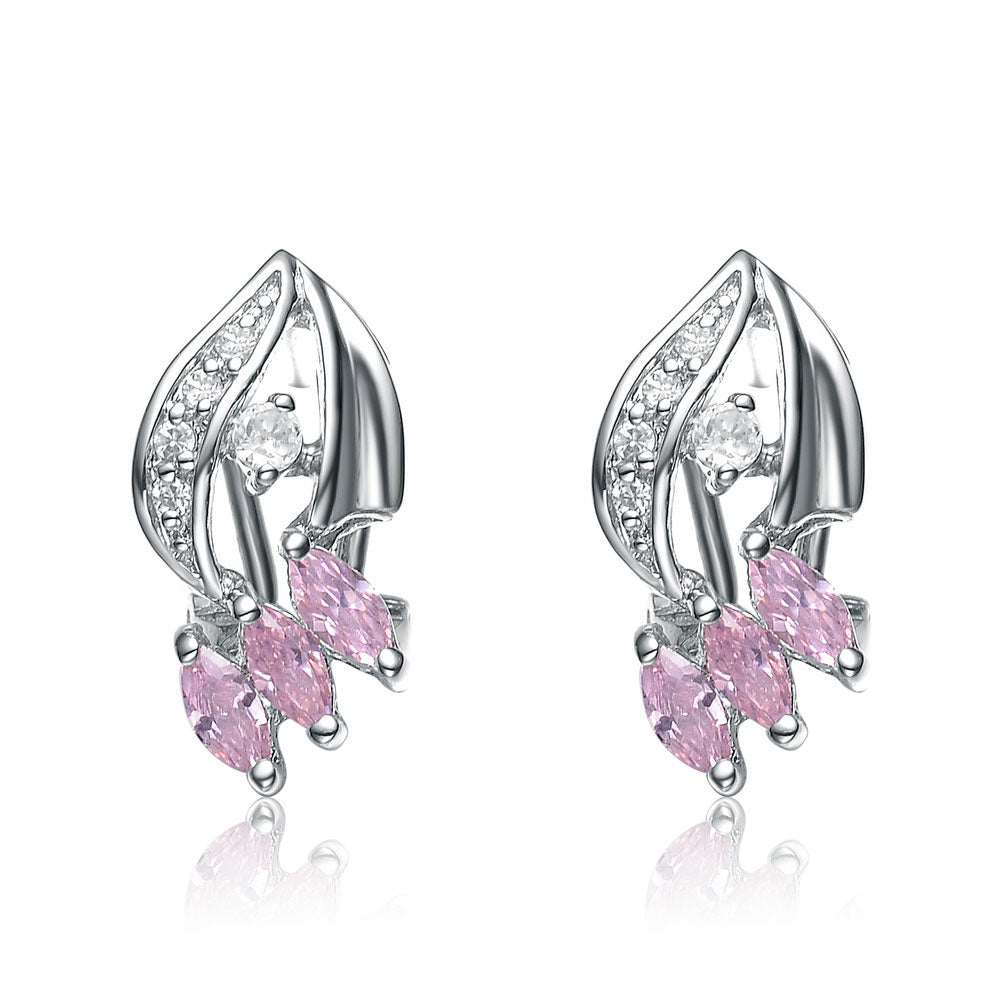 Sterling Silver Pink Cubic Zirconia Stud Earrings