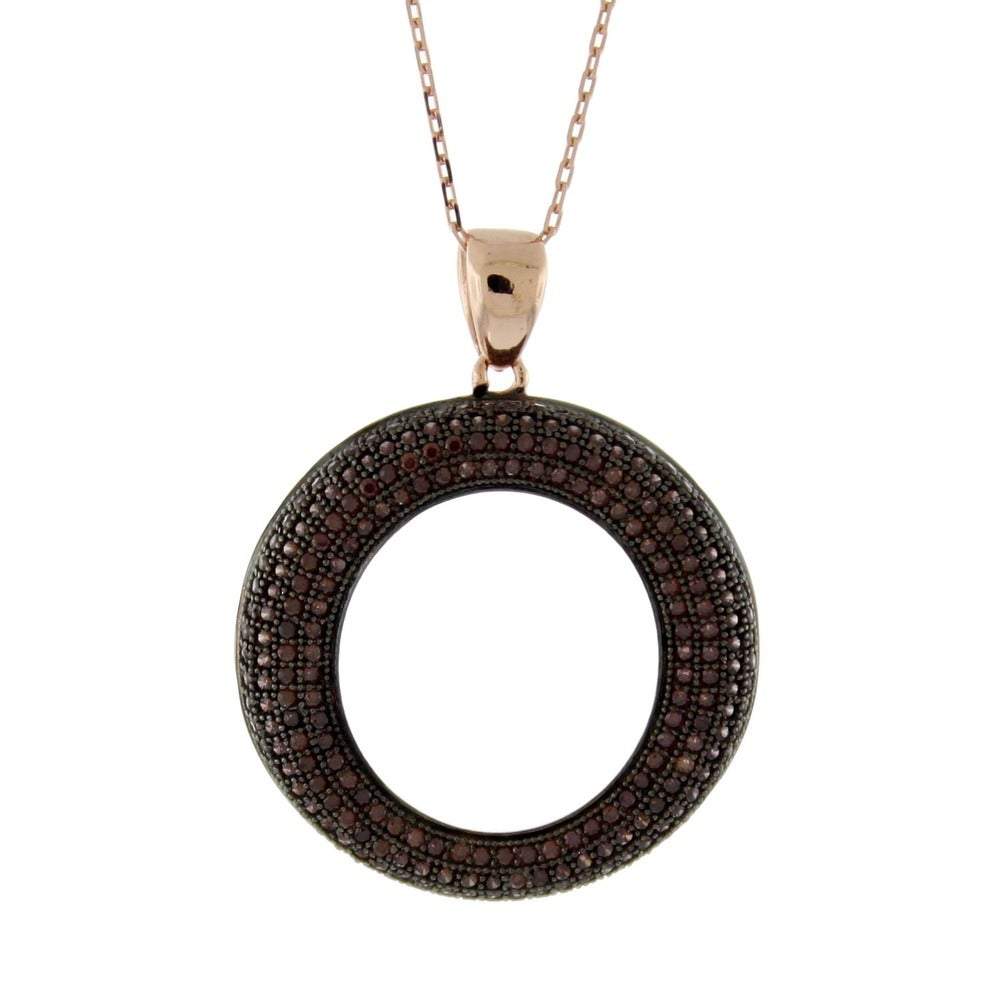 Suzy Levian Chocolate Cubic Zirconia Gemstone Pave Set in Sterling Silver Pendant