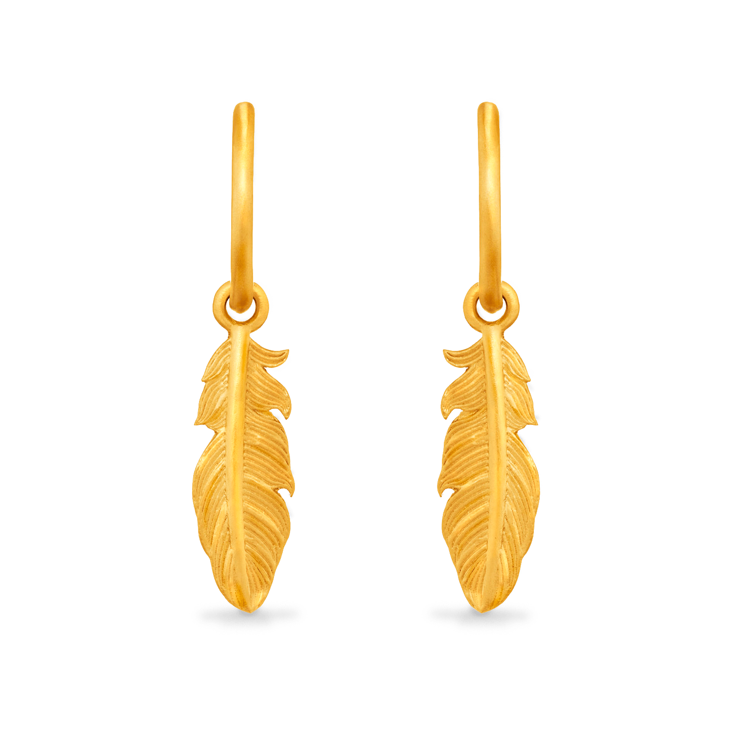 Feather Charm Hoop Earrings
