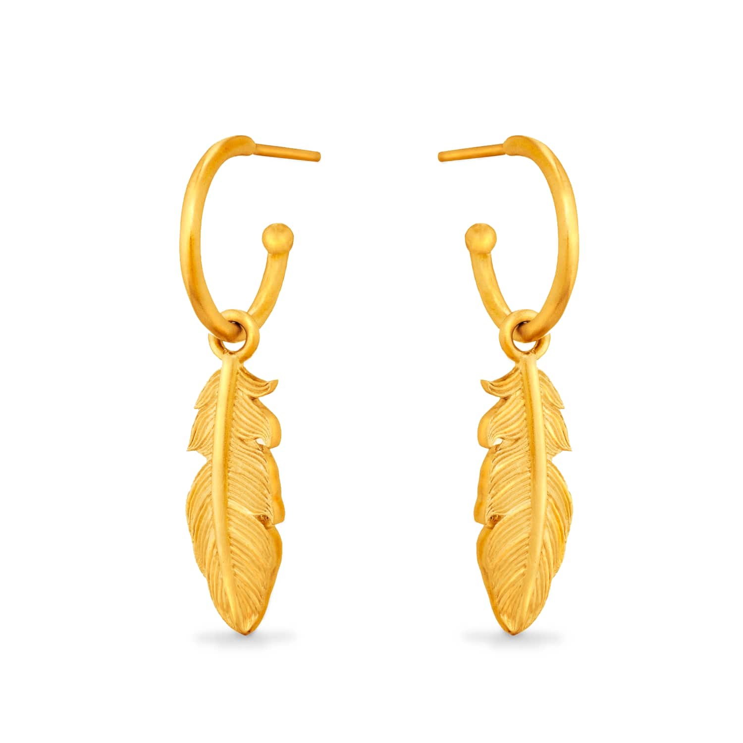 Feather Charm Hoop Earrings