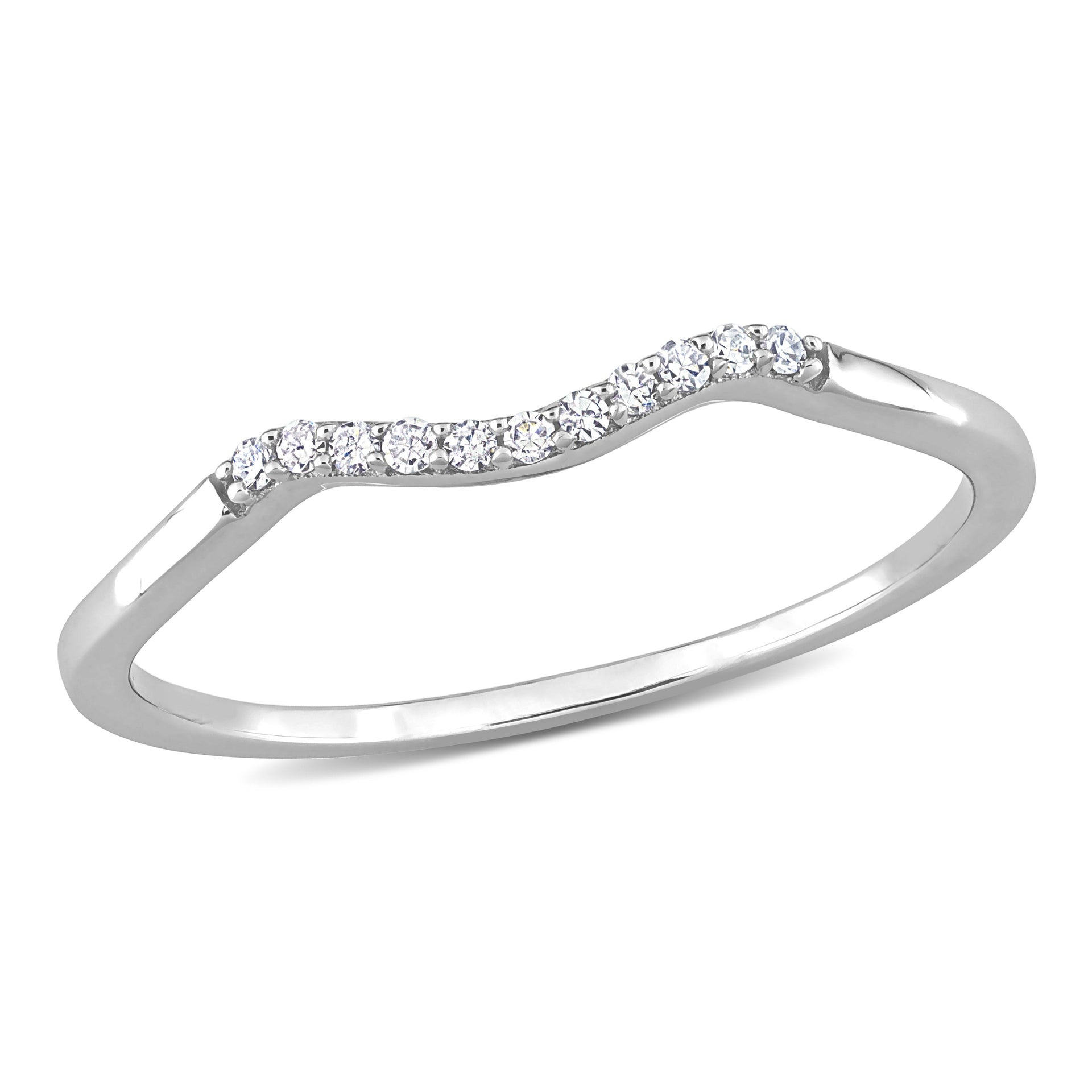 Mimi & Max Diamond Accent Chevron Wedding Band 10k White Gold