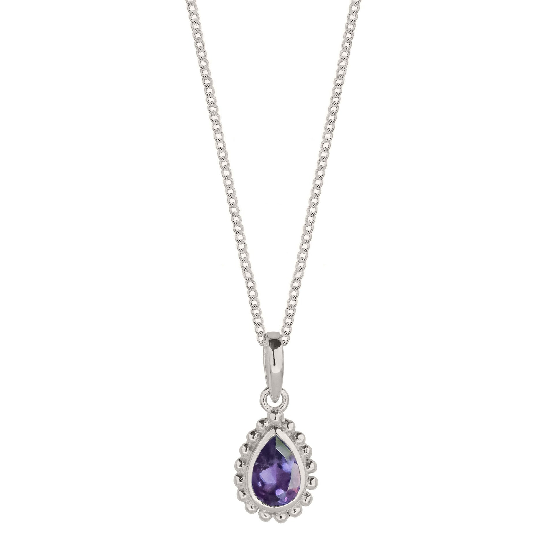 February Birthstone Sterling Silver Necklace - Amethyst