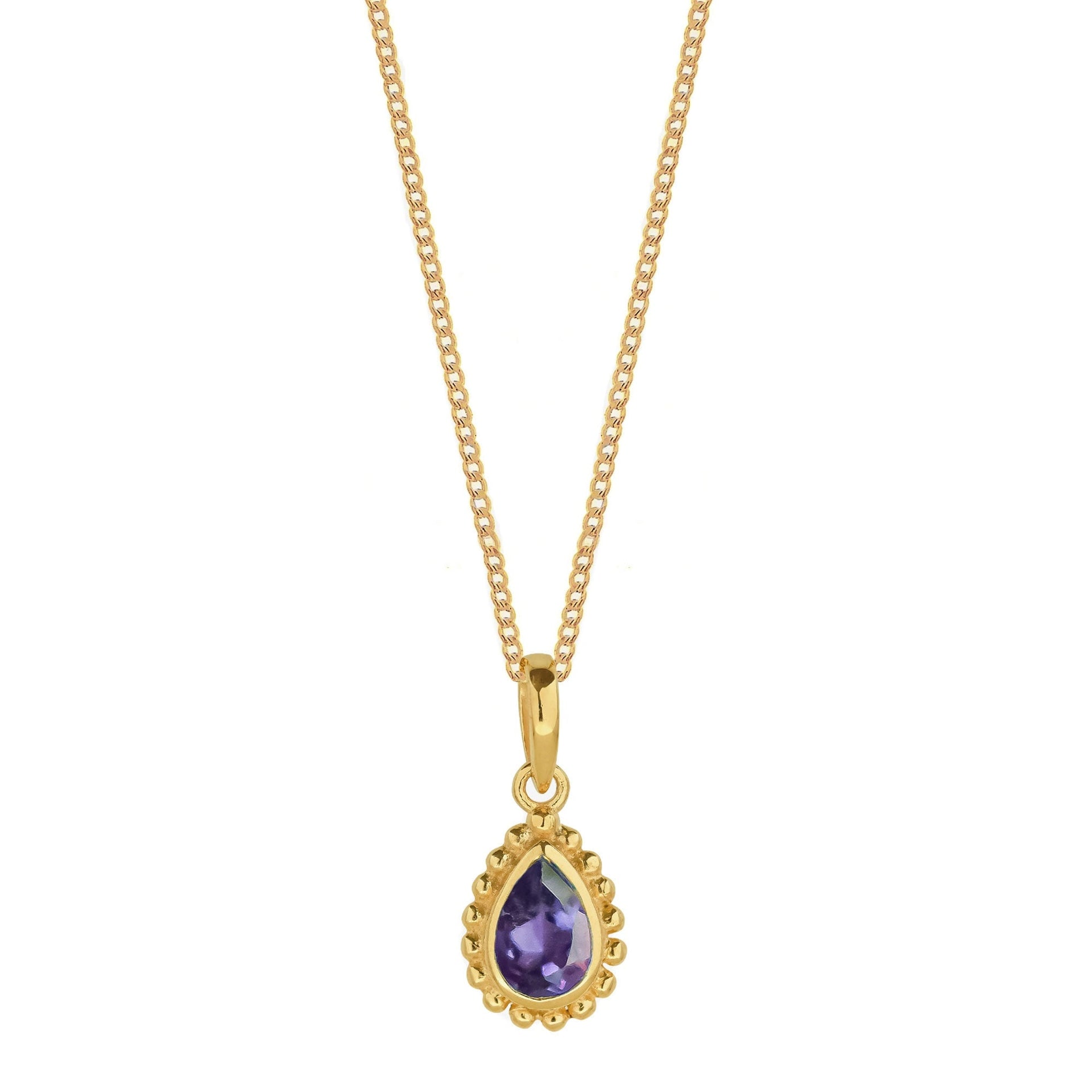 February Birthstone Gold Necklace - Amethyst