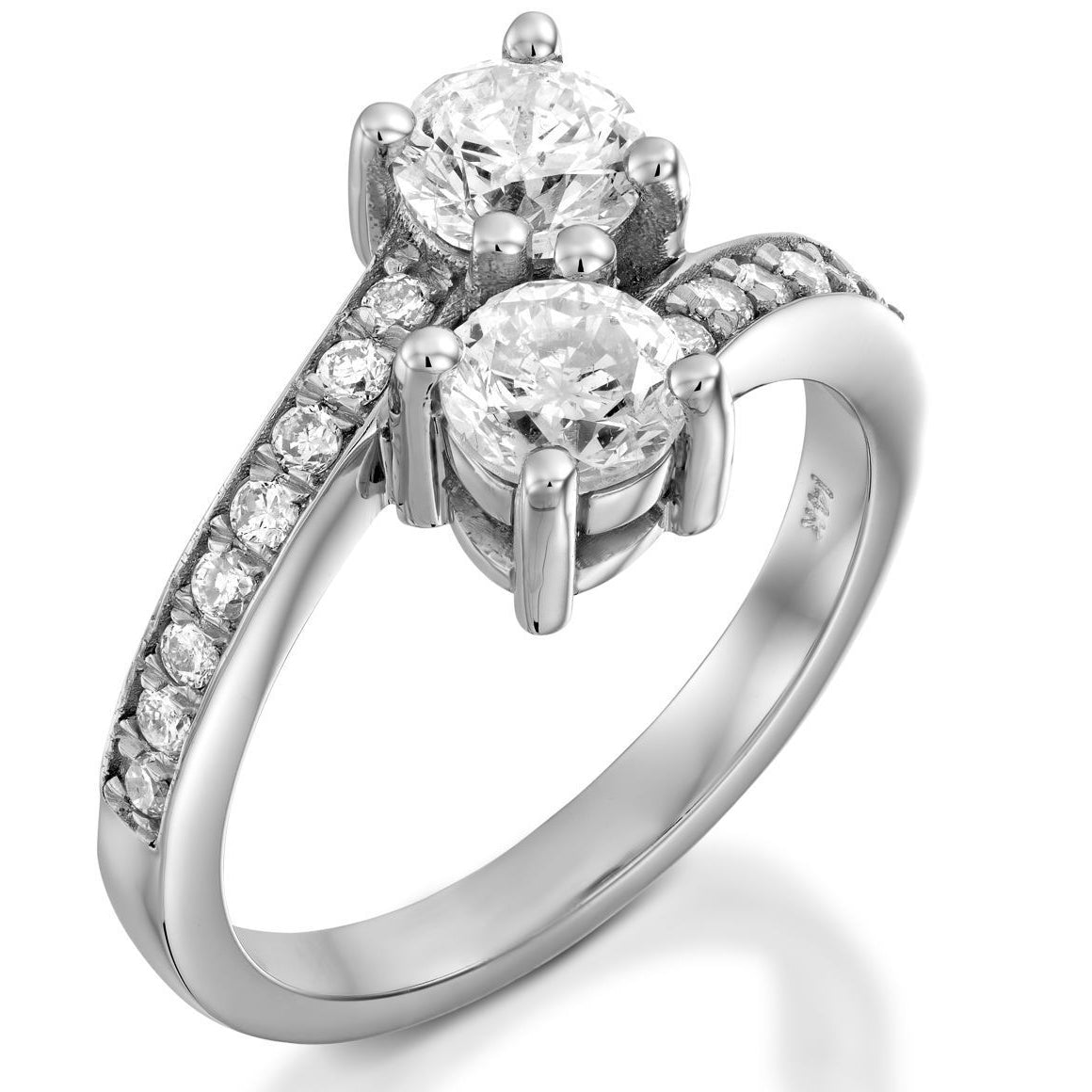 2.40Ct Forever Us 2 Stone Diamond Solitaire Engagement Ring 14k White Gold