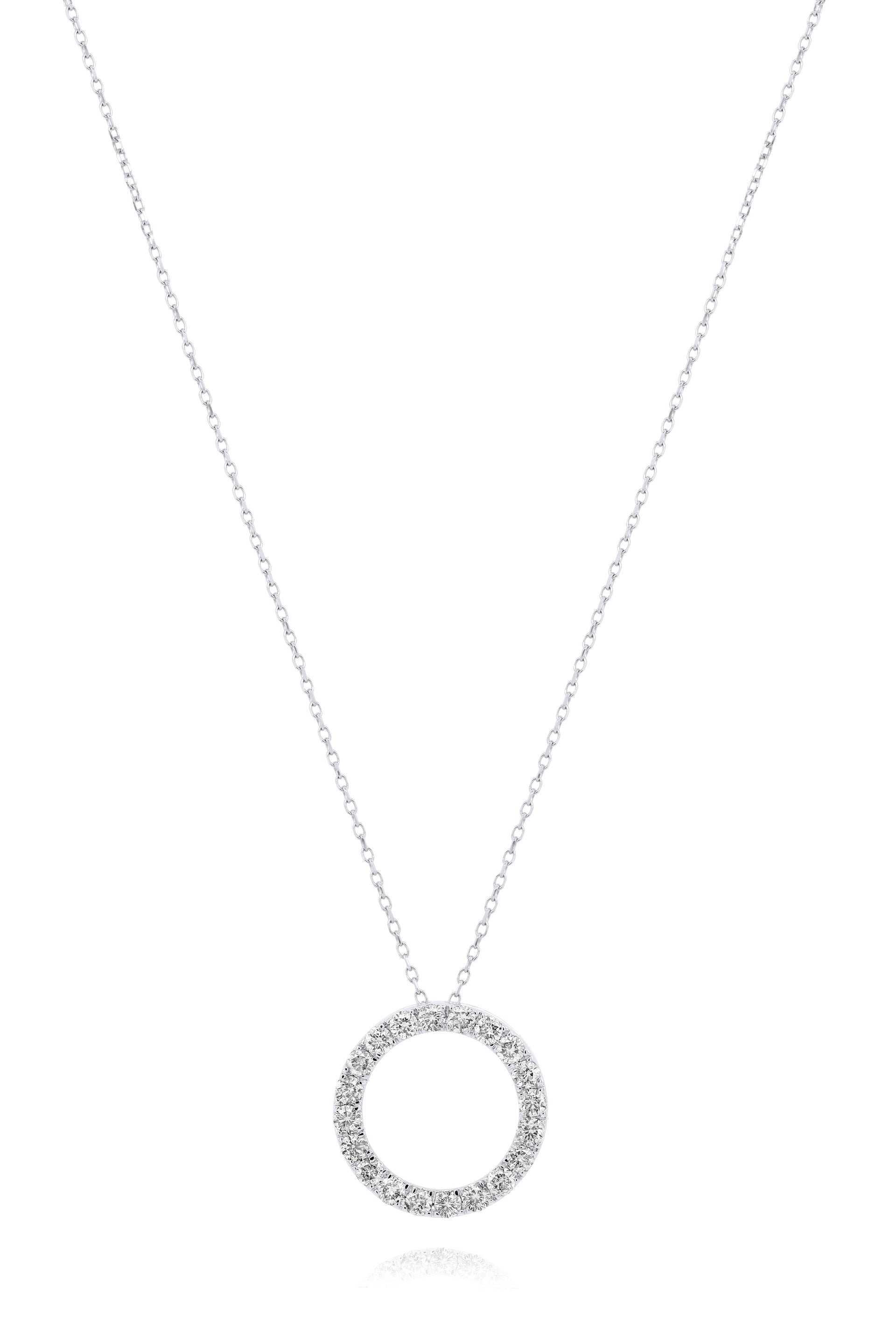 14kt white gold diamond circle hoop pendant with 0.50 cts tw