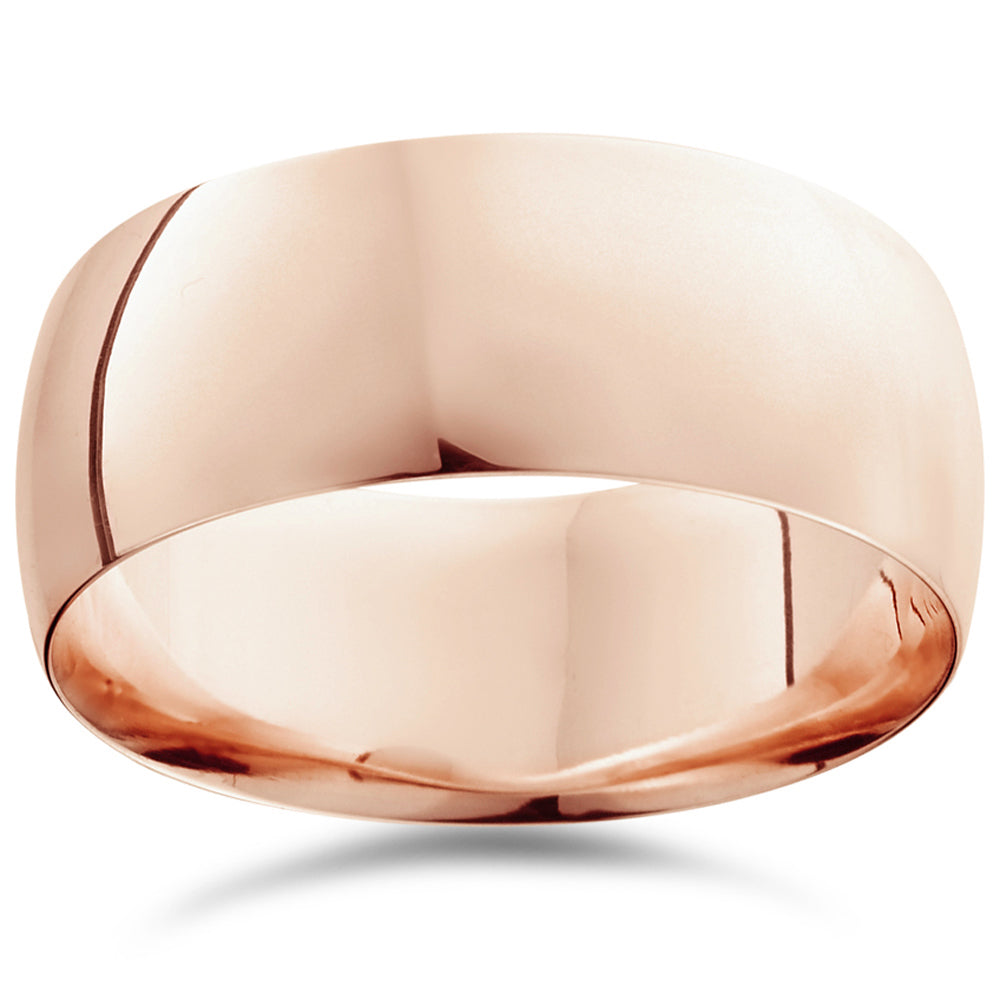 9mm Dome High Polished Wedding Band 10k Rose Gold