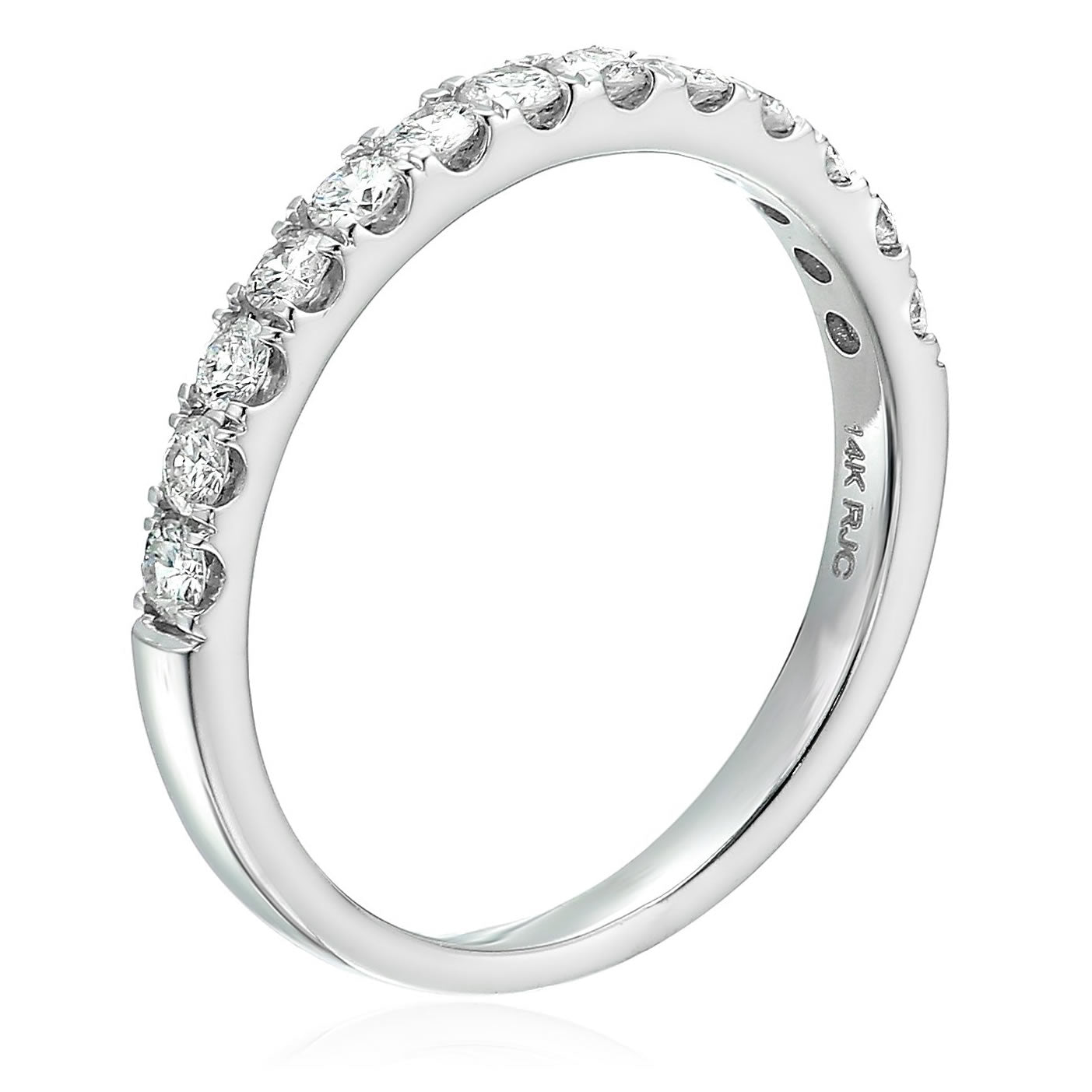 1/2 Cttw Round Diamond Wedding Band For Women In 14K White Gold 13 Stones Prong Set