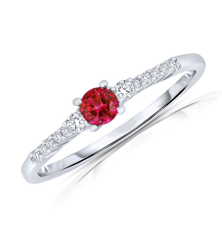 Sterling Silver Emerald Cubic Zirconia Engagement Ring