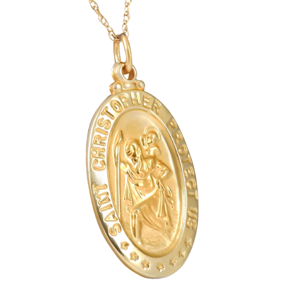 14k Yellow Gold St. Christopher Medal Pendant 1' Tall 2.5 Grams